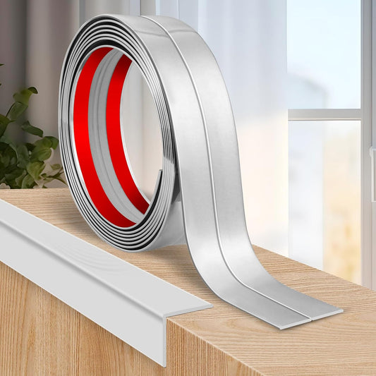 Flexible Wall Corner Protector Moulding Trim Peel and Stick Wall Corner Guards Edge Protector Self Adhesive Molding Trim Strip for Edge Ceiling (Silver, 1.6 in x 20 Ft)