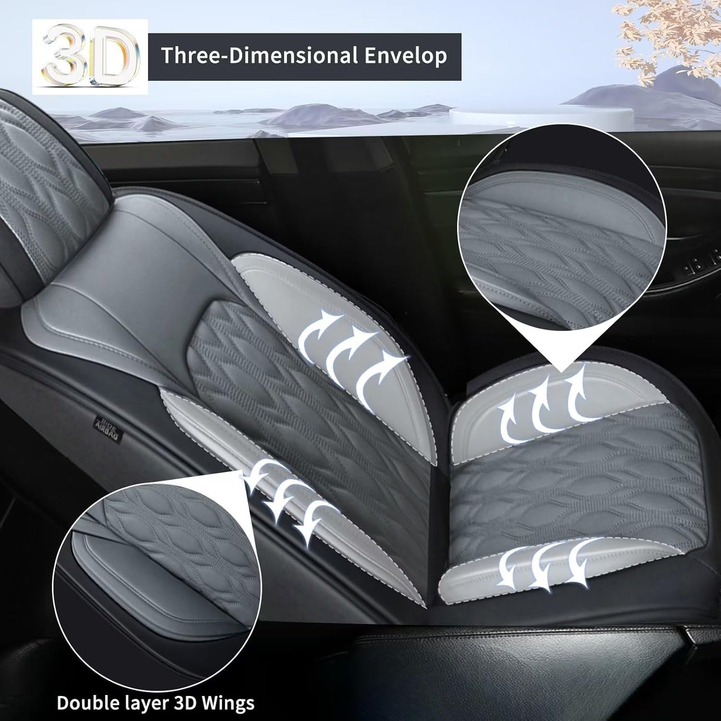 Seat Covers 2 Front Seats Fit for Toyota Camry 2012-2025 Leather Car Seat Covers Waterproof Non-Slip - Auto Seat Cushion Protectors (2 Seats,Black&Grey)