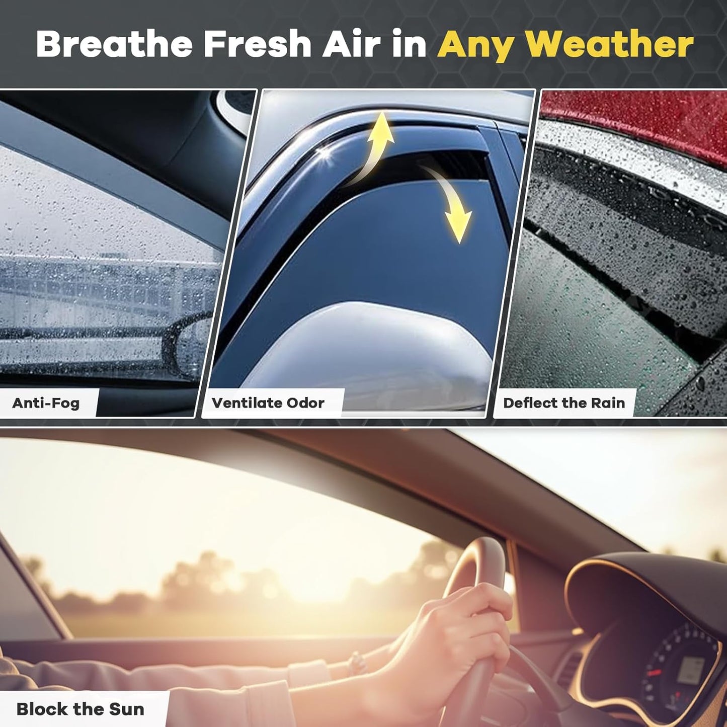 in-Channel Window Rain Guards for 2017-2022 Honda CRV(CR-V), ‌Sturdy Side Wind Deflectors, Vent Window Visors for Cars, Vent Deflector Shade Shield, 2017 2018 2019 2020 2021 2022