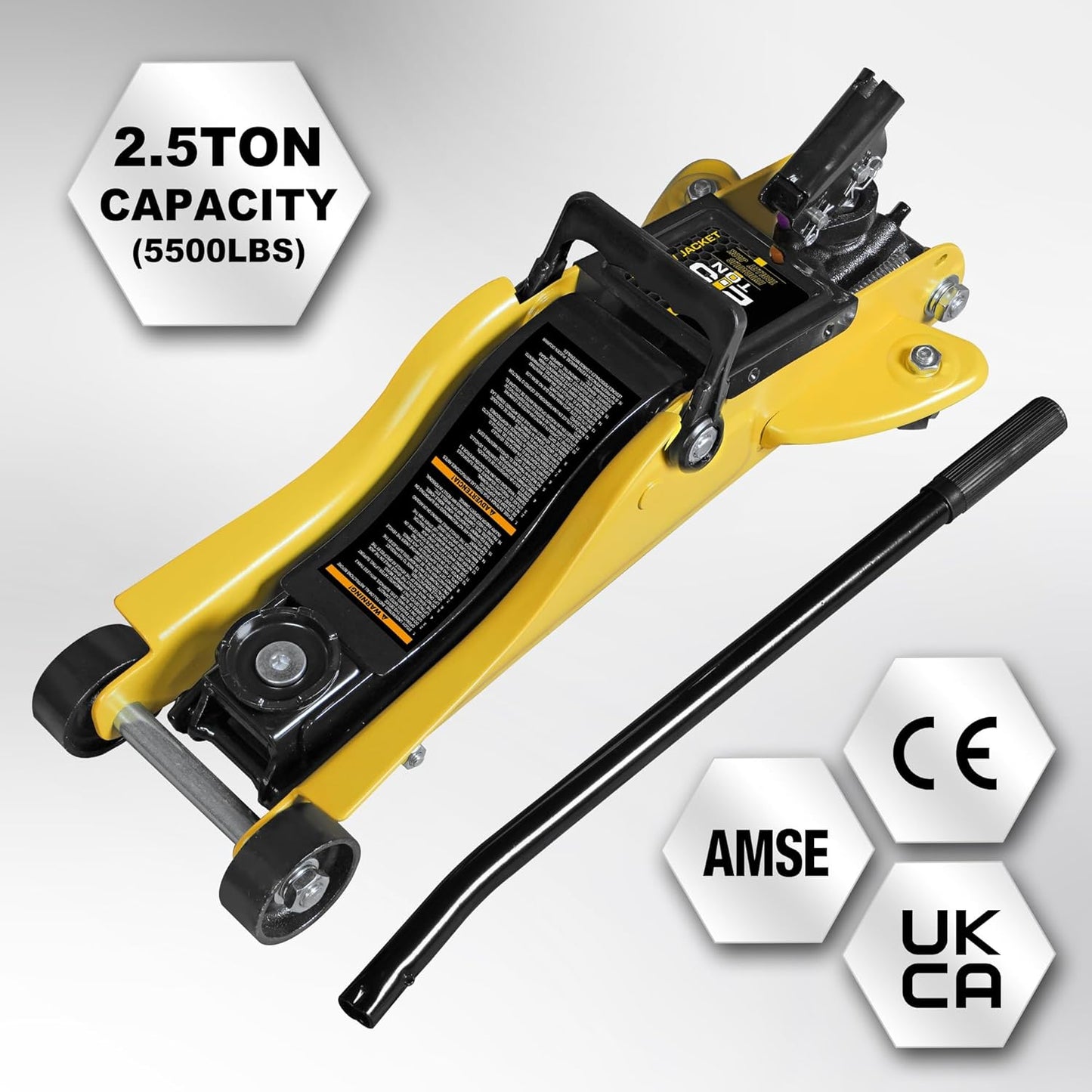 YELLOW JACKET 2.5 Ton Trolley Jack with Carrying Case Hydraulic Low Profile Floor Jack for Cars Lift with Single Piston Lift Pump, 5500 lb Capacity…