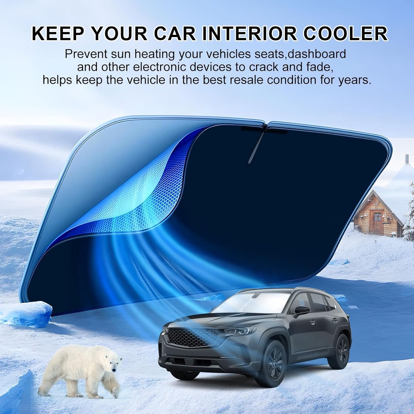 T TGBROS Windshield Sun Shade for Mazda CX-50 2023-2025 2026 Front Window Sunshade Sun Shield Foldable Sun Visor Cover for CX50 Accessories Block Heat and Sun Protection