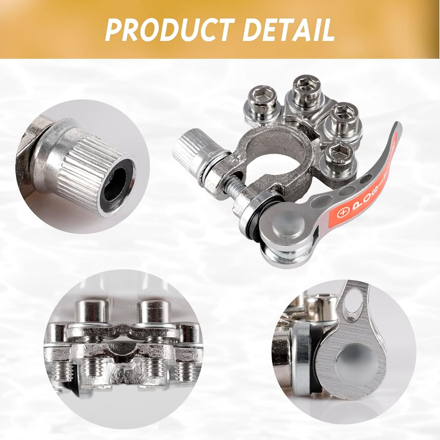 SINGARO Car Battery Terminal Connector, 4 Way Positive and Negative Pole Quick Release Terminal Clip, Applicable to SAE/JIS A Type Terminal Post, Compatible with Cars, Trucks and More（Sliver-B）