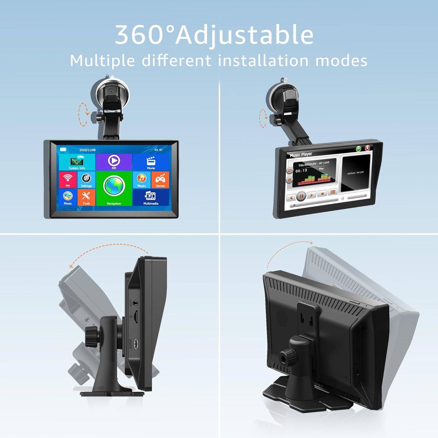 7-Inch GPS Navigator for Car Truck RV, 2025 Offline Maps with Lifetime Free Updates, Touchscreen Sat Nav, Voice Guidance, Speed & Traffic Alerts, Custom Truck Routing