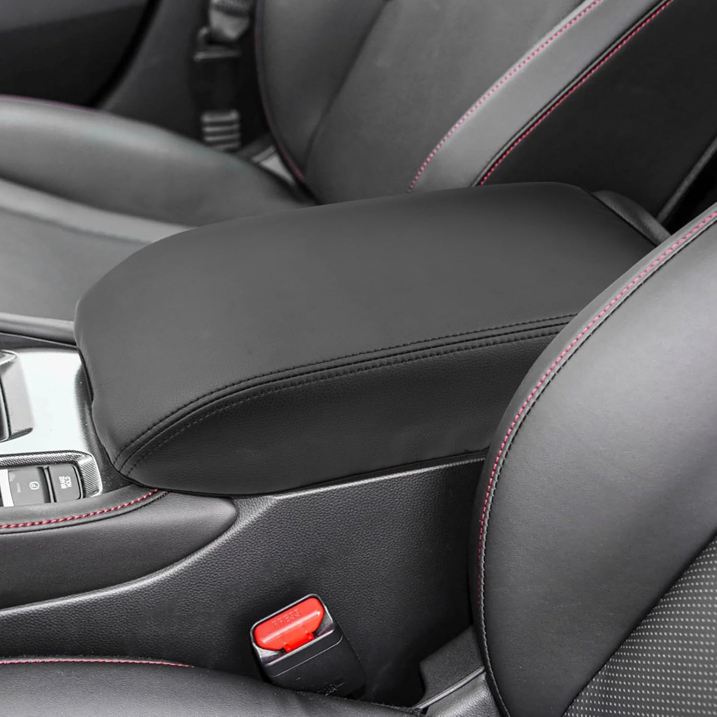SXCY Fit for 2023 2024 2025 Honda Accord Armrest Cover for 2023 2024 2025 Accord Center Console Cover for 2024 2025 Honda Accord Accessories Armrest Cushion(Leather Cover with Black Stitching)