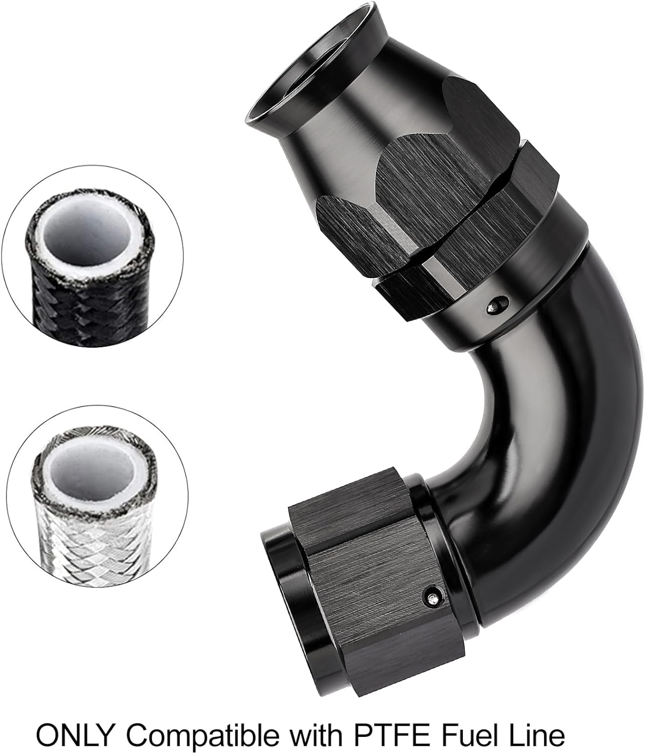 EVIL ENERGY 6AN 120 Degree PTFE One Piece Full Flow End Hose Fitting Aluminum Black