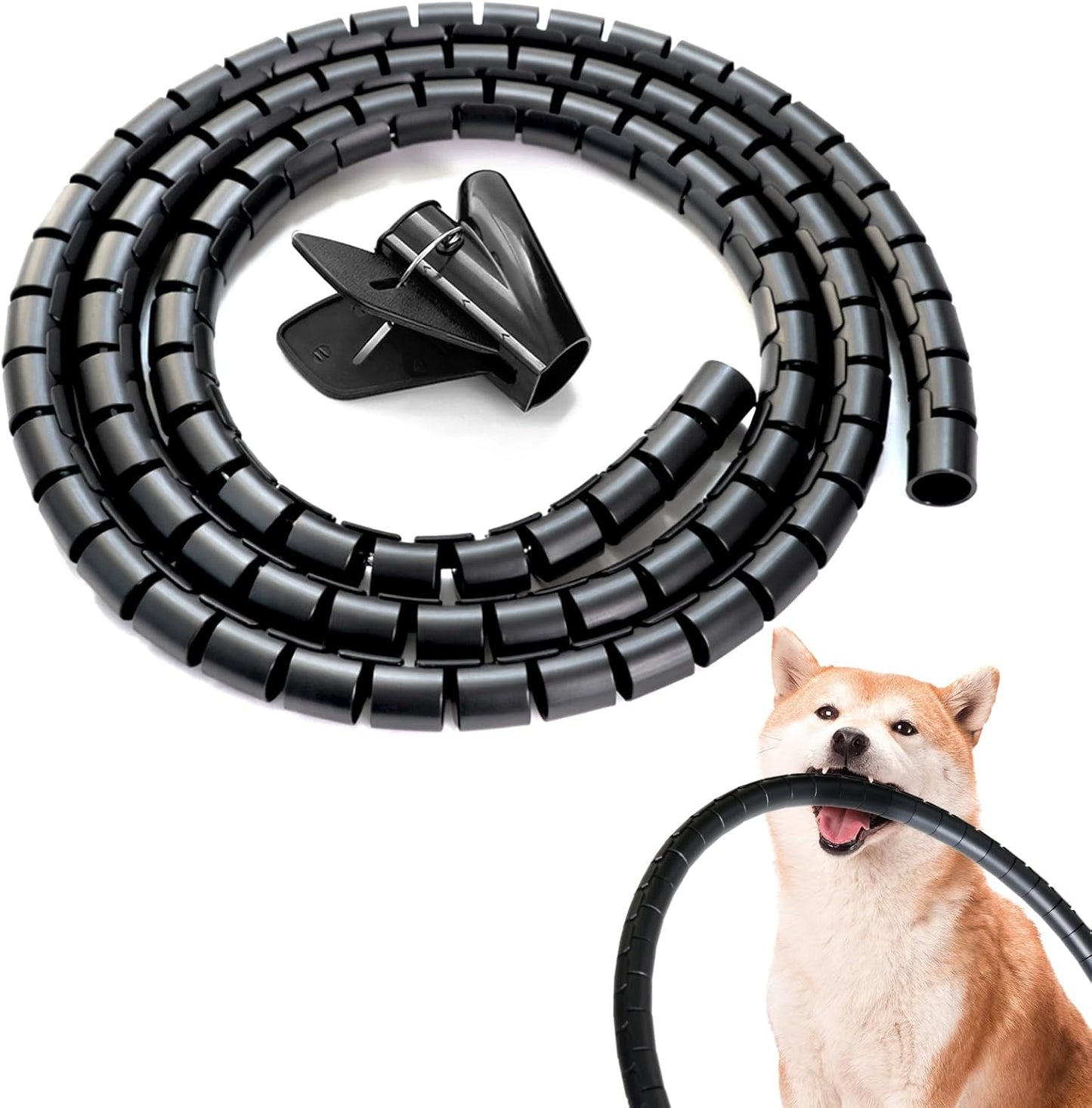 Spiral Cable Wrap, 26FT EV Charger Cord Protector Sleeve - Flexible Wire Loom Cover for Electric Vehicle Charging Cable, Prevents Door Squash, Pet Chew, Tripping & Tangles, Garage Outdoor Use