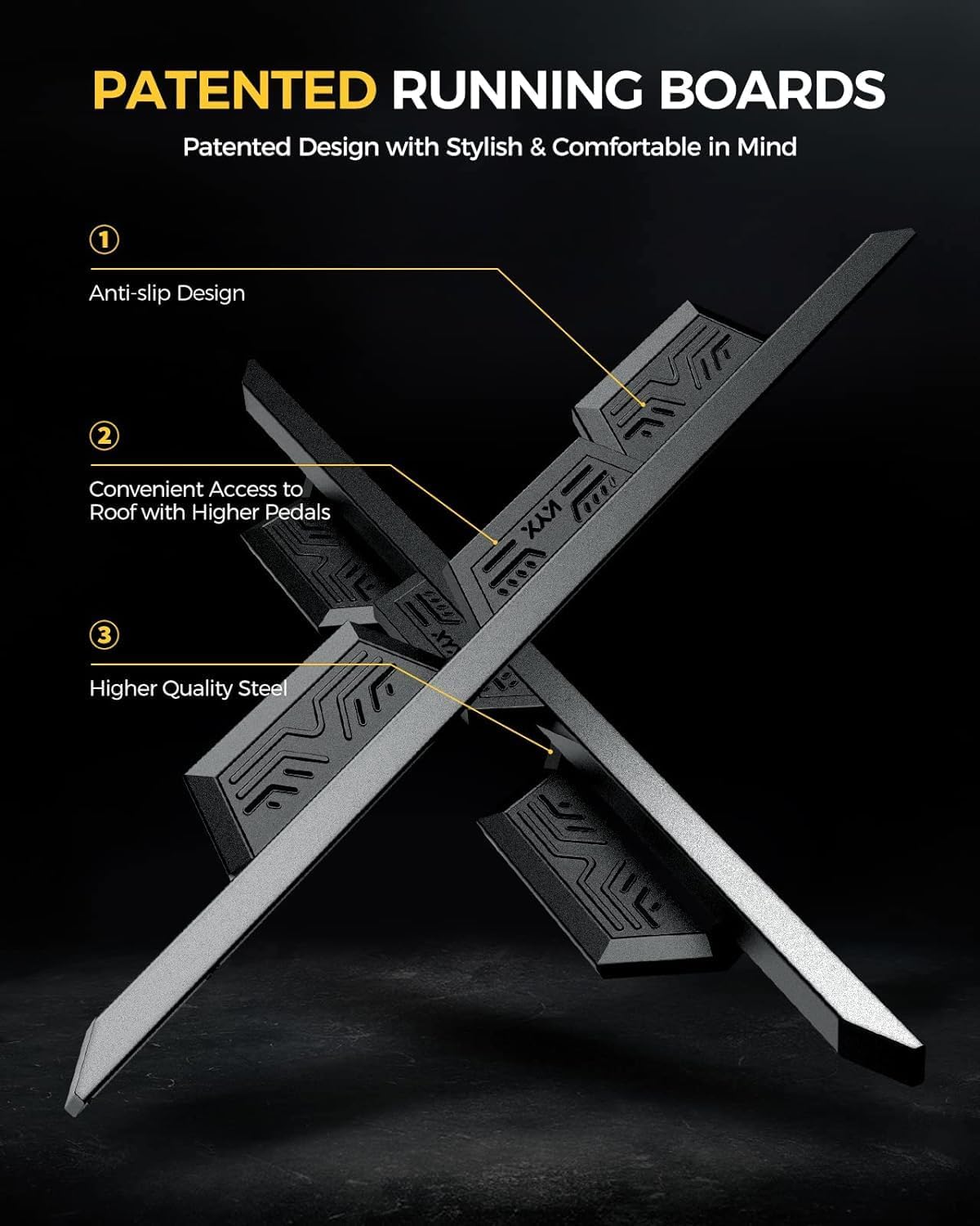 KYX Running Boards for 2009-2018 Ram 1500/2010-2025 Ram 2500 3500 Crew Cab & 2019-2024 1500 Classic Side Steps Nerf Bars Truck Step Rails