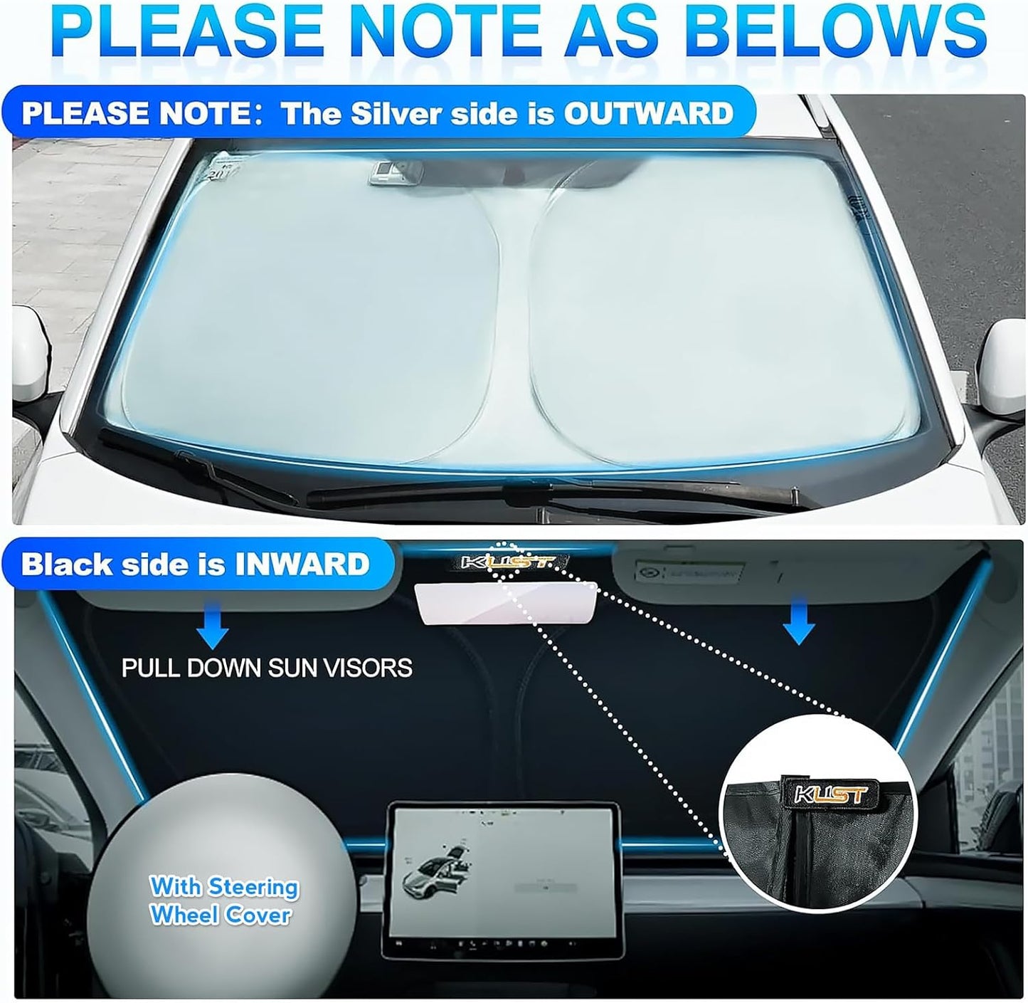 KUST Windshield Sun Shade for Hyundai Santa Cruz 2022 2023 2024 2025 2026 Window Sunshade Sun Visor Protector Foldable Blocks UV Rays Keep Car Cooler