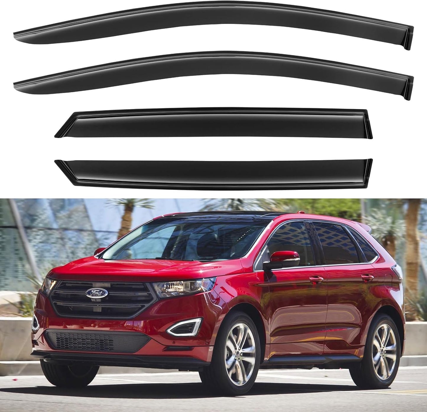 Window Visors Rain Guards Shield for 2015-2025 Ford Edge, Out-Channel Window Vent Wind Deflectors Visors Shades for 15-25 Edge