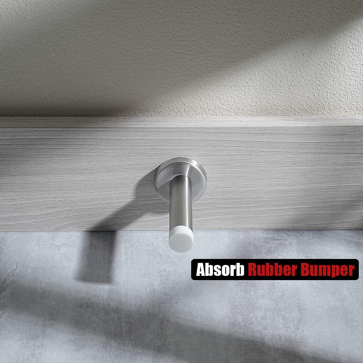 JQK Door Stopper, 304 Stainless Steel Thicken 1mm Sound Dampening Door Stop Bumper Wall Protetor 2 Pack, Brushed, DSB5-WN-P2