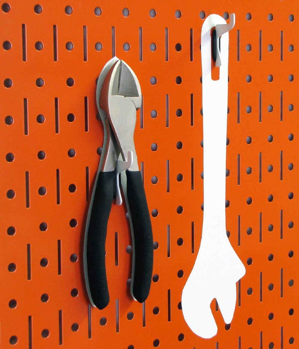 Wall Control 4 ft Metal Pegboard Standard Tool Storage Kit with Orange Toolboard and Black Accessories