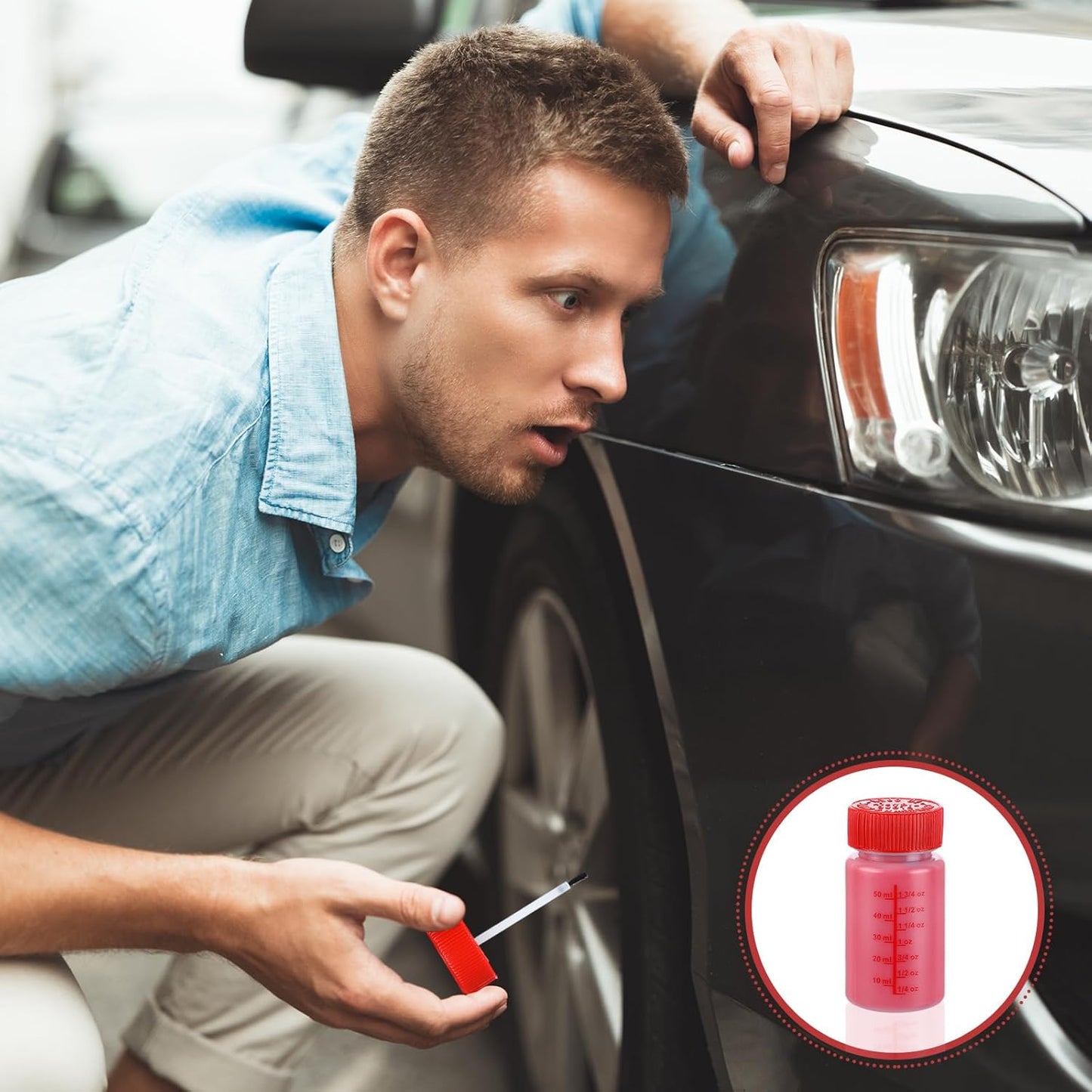 Mumufy 120 Pcs Paint Touch up Paint Bottles with Brush and Lid Empty Touch up Paint Bottle with Paint Mixing Balls 2 oz Fluid Capacity Leftover Paint Container for Car Scratches Repair (Red)