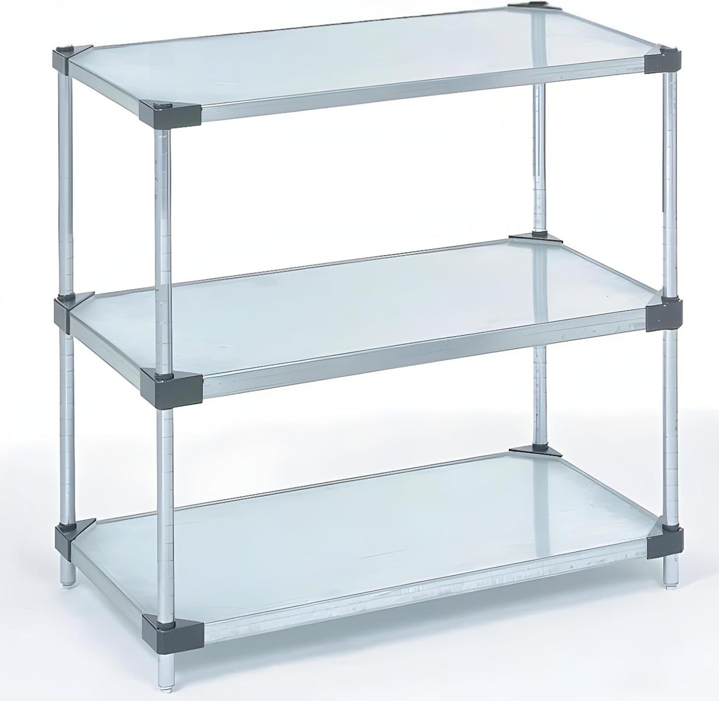Omega 3-Tier Solid Galvanized Shelves, 21" Deep x 30" Wide x 34" HighHeavy Duty Storage Rack, Shelving Unit, NSF Certified, Ideal for Kitchen Garage Office Restaurant Warehouse 800-lb Capacity