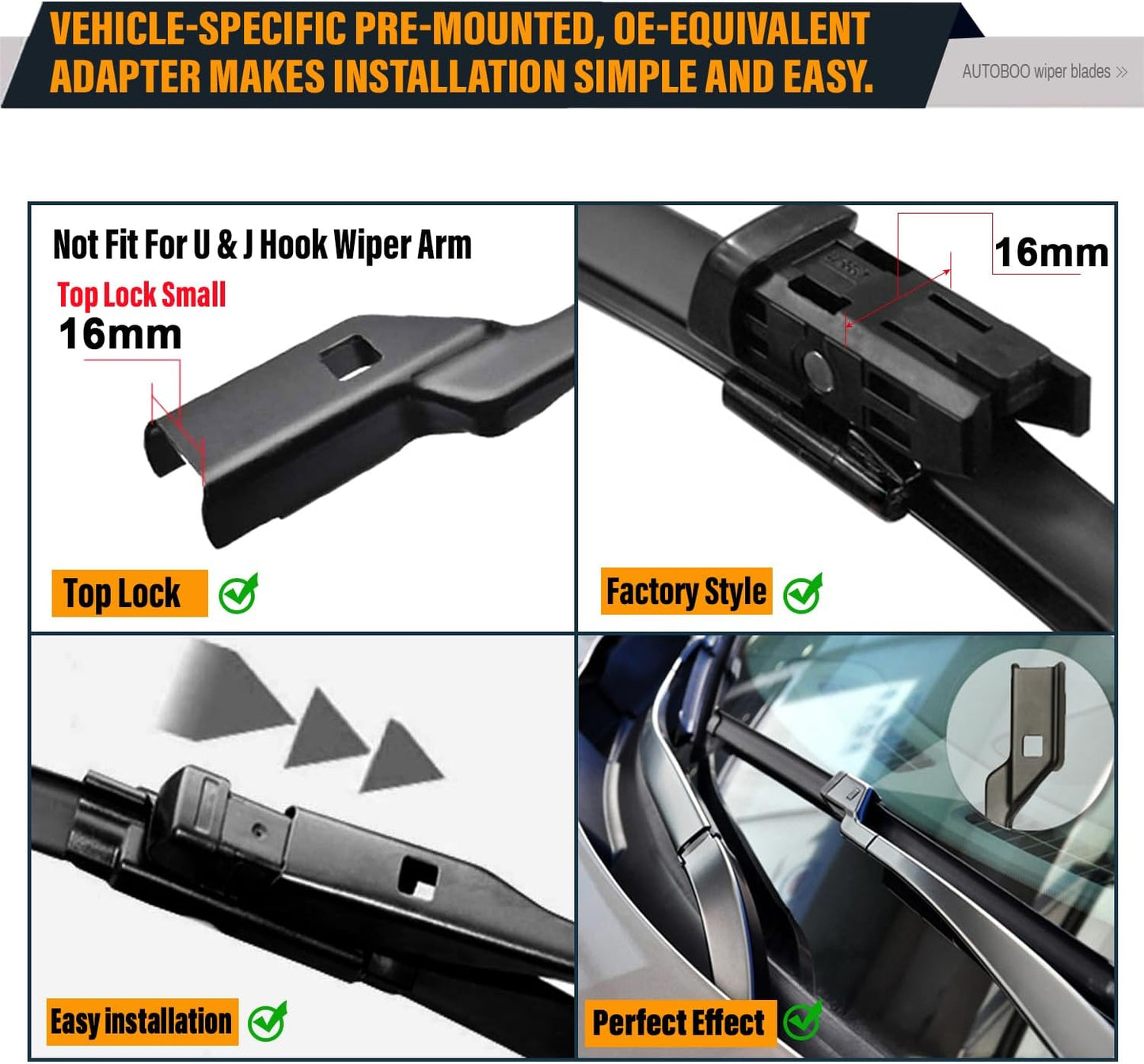 AUTOBOO 26"+22" Windshield Wipers Blades Replacement for Porsche Cayenne 2019-2025 with 13 Inch Rear Wiper Blade -Original Factory Quality (Pack of 3)