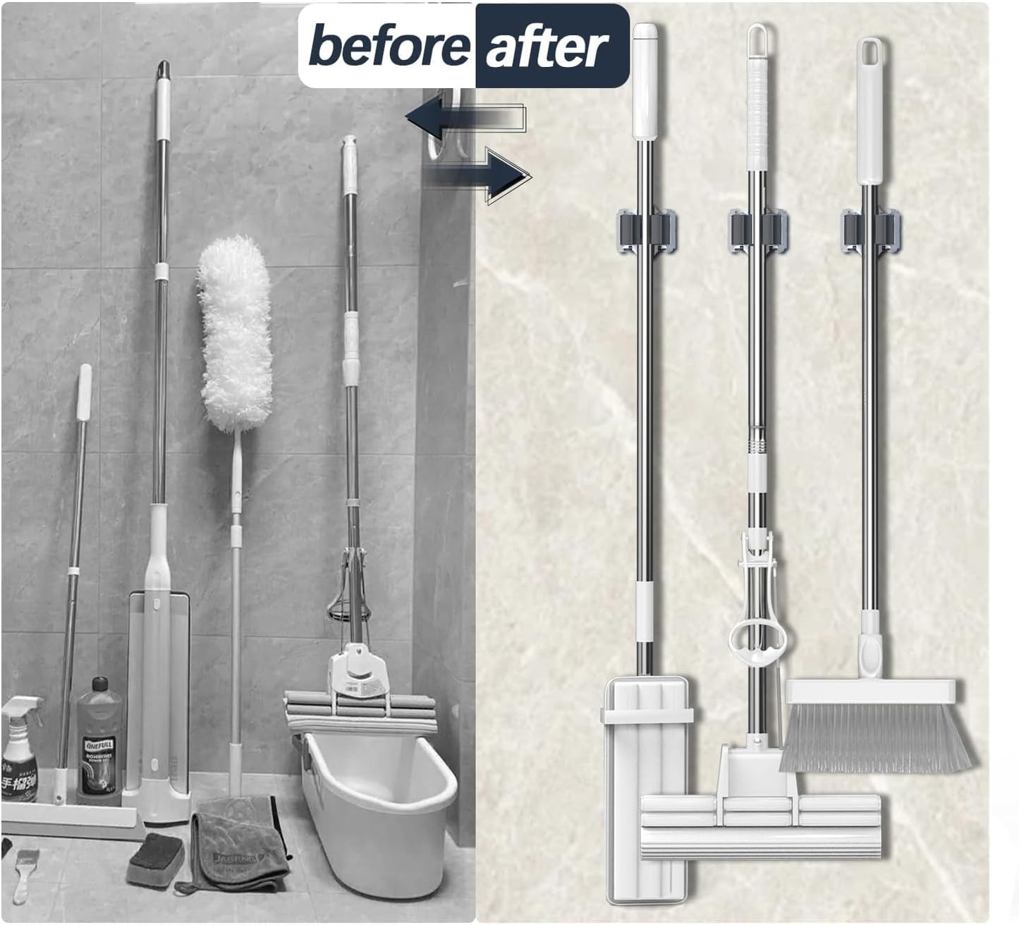 3-H Mop and Broom Holder Wall Mount 25 Pack, Broom Hanger Wall Mount for Garage Garden Shed Storage System Laundry Room Home Kitchen Organization up to 1.45 Inch(black)