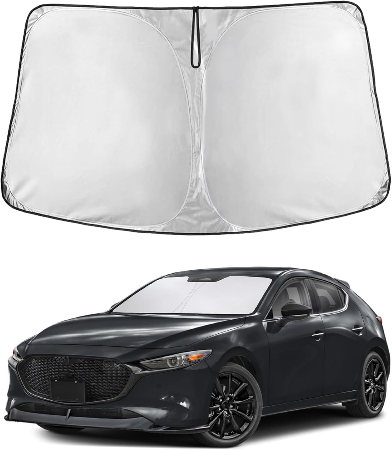Mazda 3 EcoNour Car Windshield Sunshade 2019-2025 - 240T Polyester Material Cars Sun Visor Reflector Blocks UV Rays - Foldable Sunshade Interior Protection Accessories