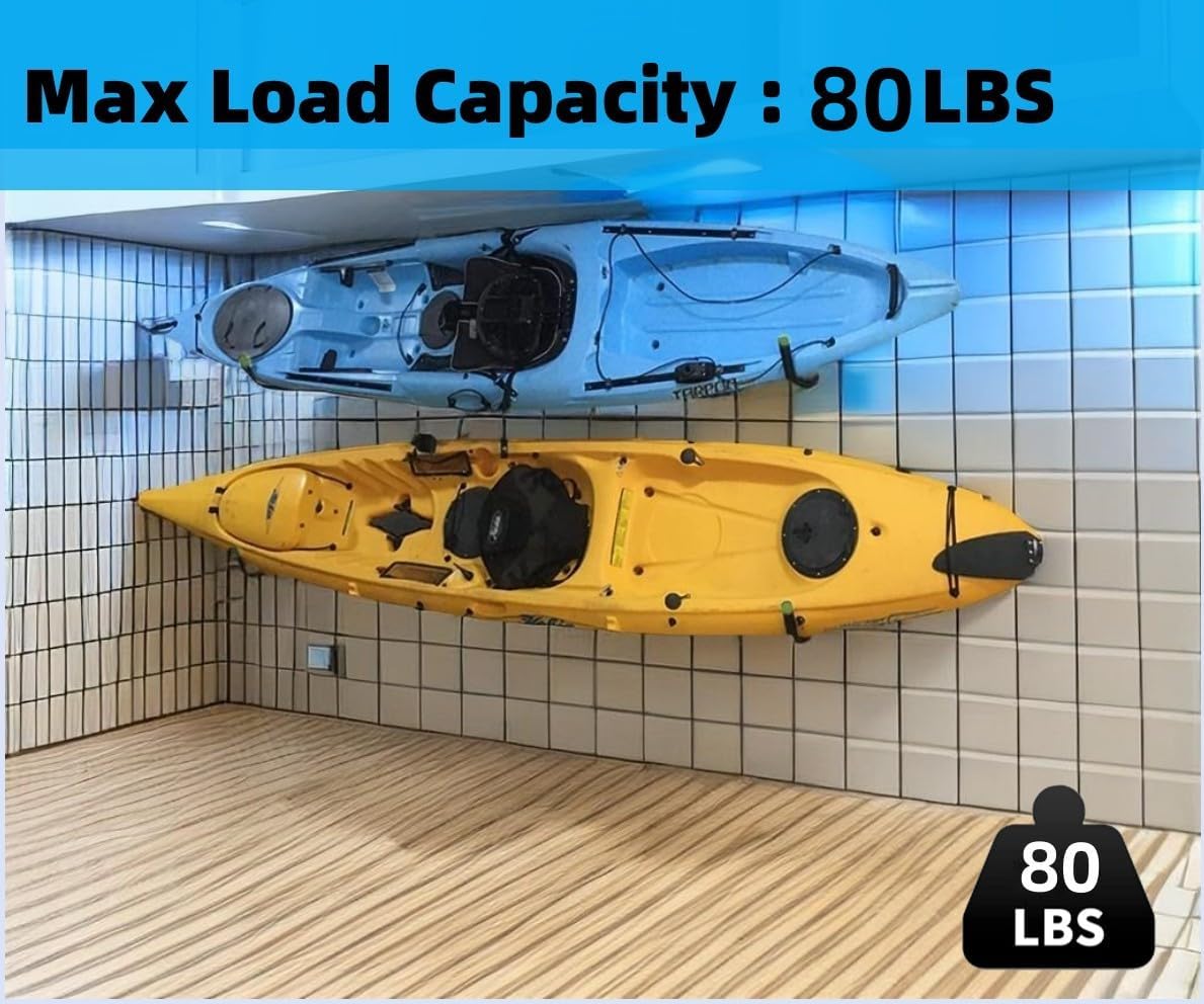 Garage Storage Heavy Duty Hooks, 15Inch Jumbo Arm Kayak Rack, Heavy Duty Wall Hooks for Canoe, Ladder, Bicycle, Folding Chairs, Surfboard, Snowboard, Hose and Tools (6 Pack)