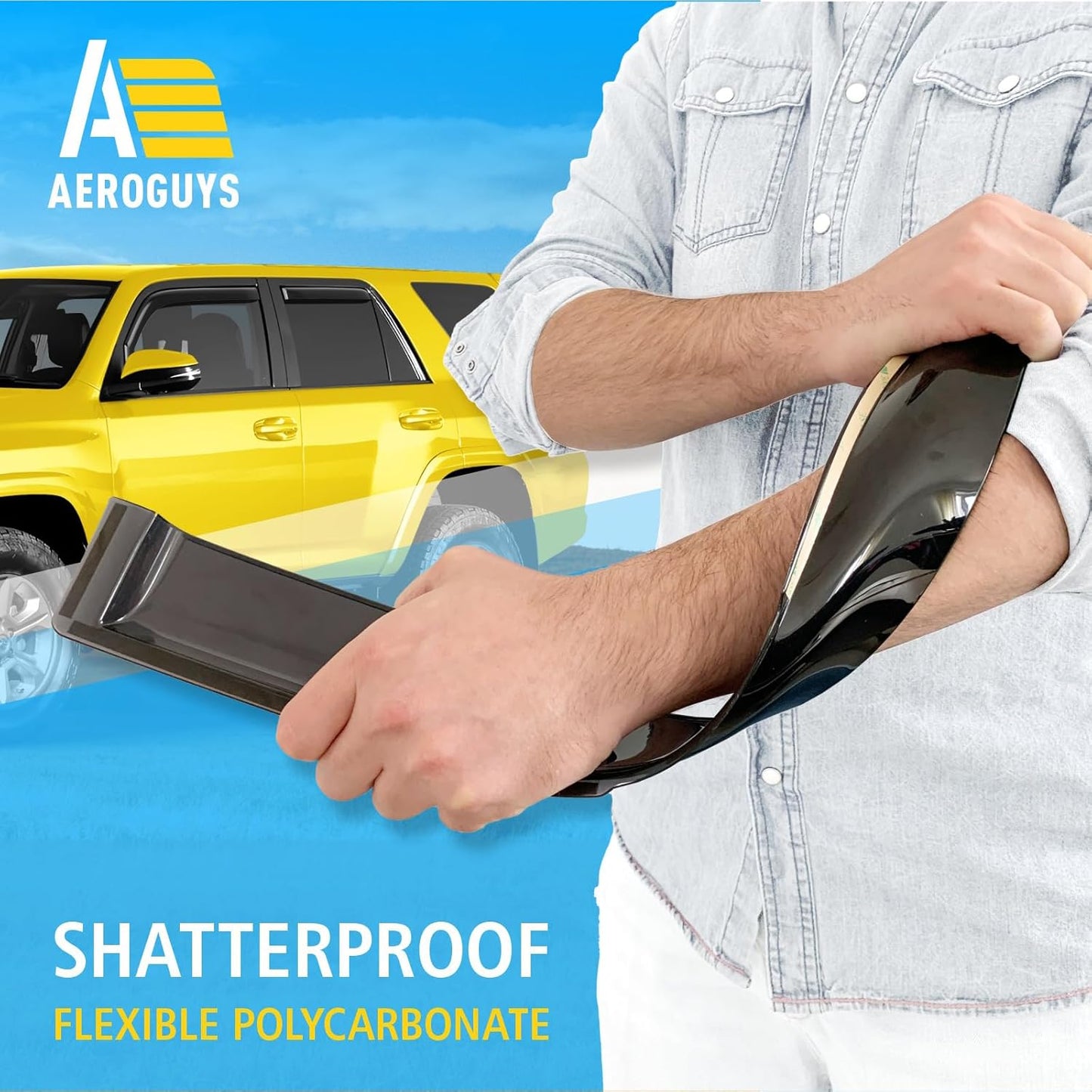 Extra Durable Window Deflectors Tape-On Window Visors Rain Guards Fit for Toyota 4Runner 2010-2024, Sun Visors, Wind Vent for Shades, Exterior Car Accessories - 4pcs. AG0112