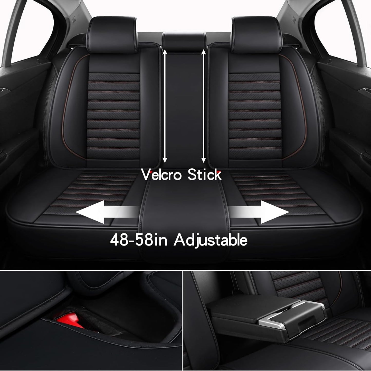 Car Seat Covers Full Set, 5 Seats Front Seat Cover and Back Seat Covers for Cars, Automotive Seat Covers, Leather Waterproof Car Seat Protectors Universal for Cars Brown