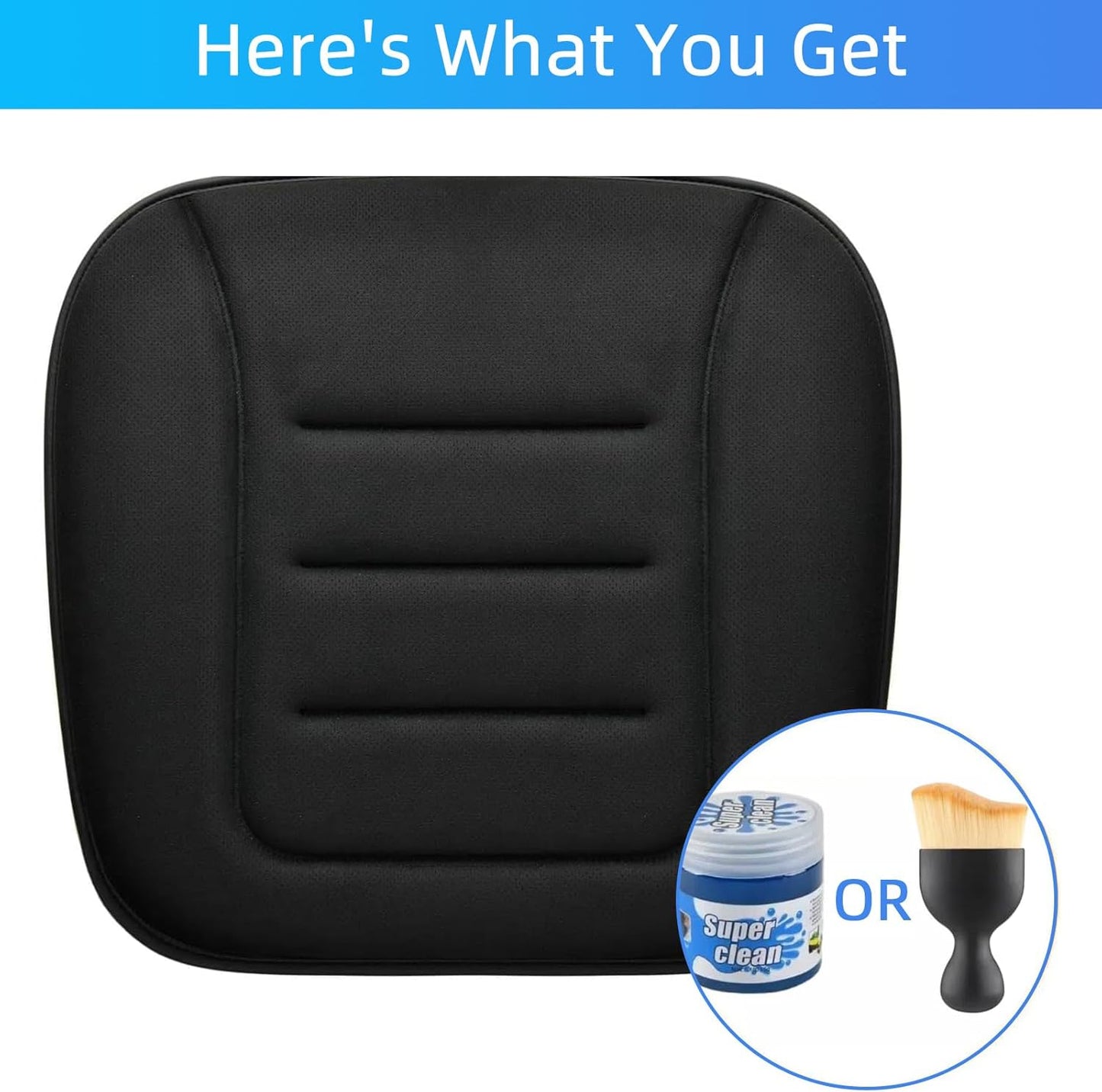 KAYI Car Seat Cushion, Memory Foam Car Seat Cushion, Anti Slip Rubber Bottom Car Seat Cushions for Driving, Suitable for Car and Office Chairs (2 Pack, Black)