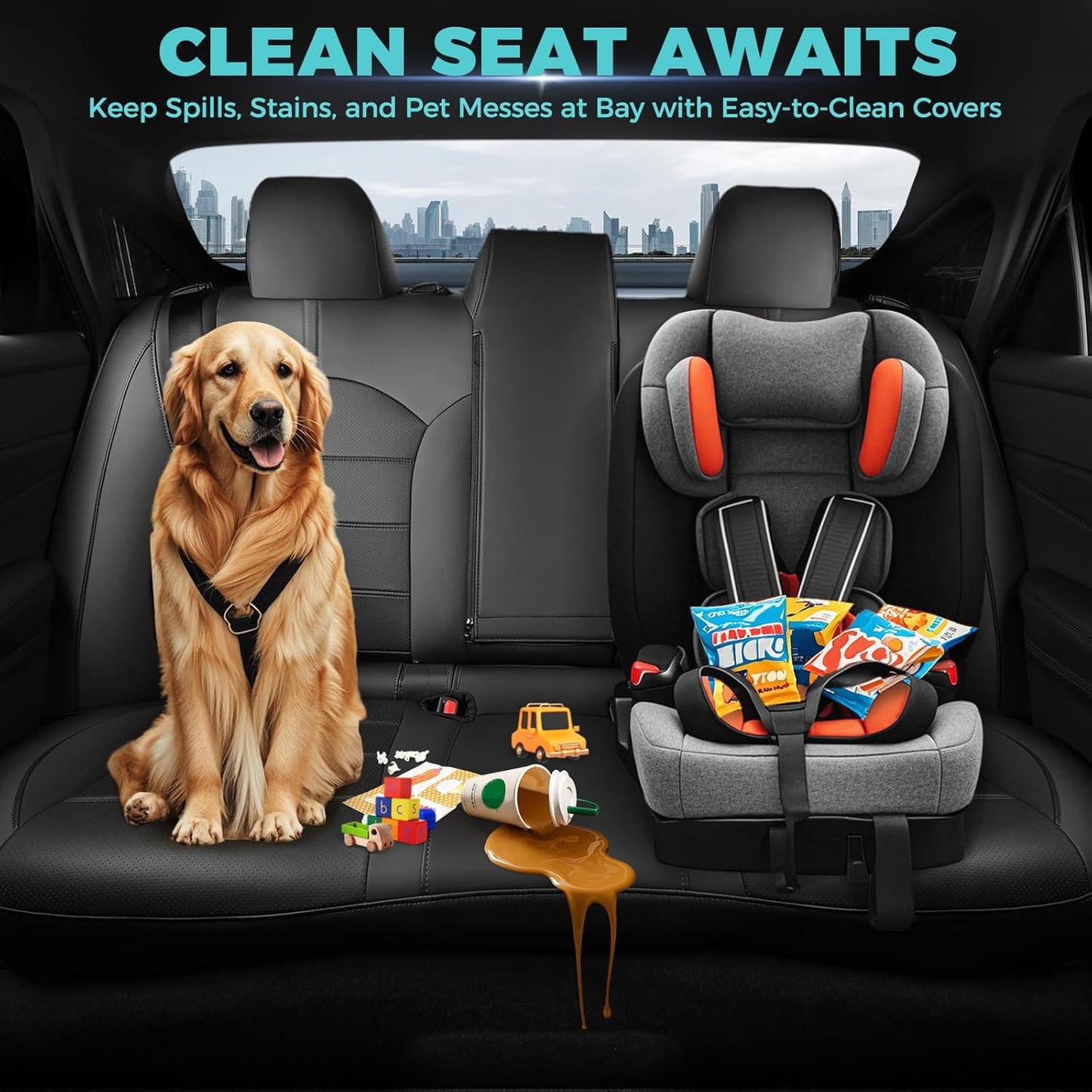 for Toyota Camry Seat Covers Hybrid XLE XSE 2018 2019 2020 2021 2022 2023 2024 - Custom Car Seat Covers Full Set, Leather Seat Cover for Cars, Waterproof Breathable Cushion Protectors, Black