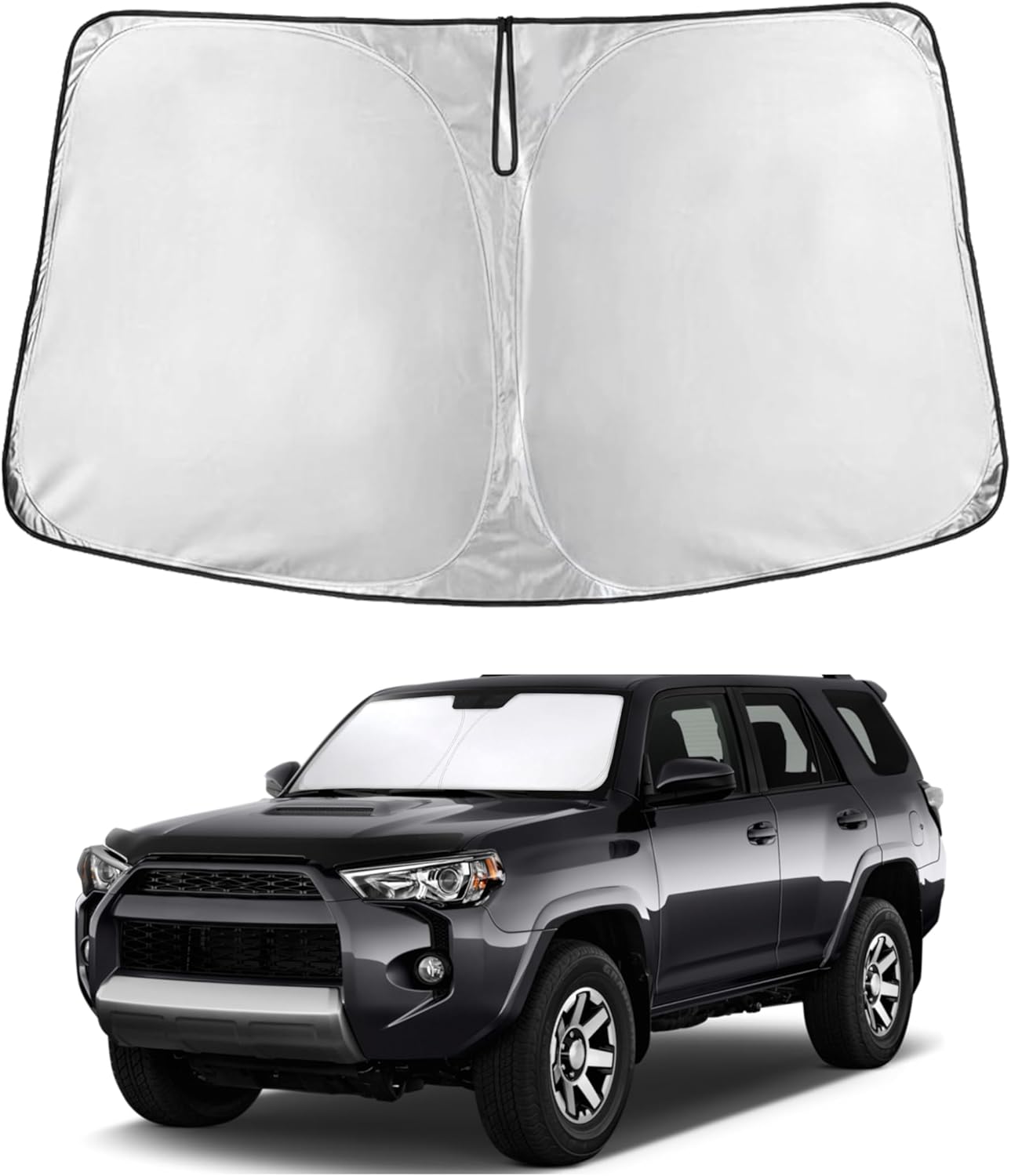 Toyota 4Runner 2010-2024 2025 - Protective Foldable 4 Layers Front Window Shade - EcoNour 240T Custom Fit Compatible for Retractable Shade Blocks UV Rays - Keeps Car Cool - Toyota 4Runner Accessories.