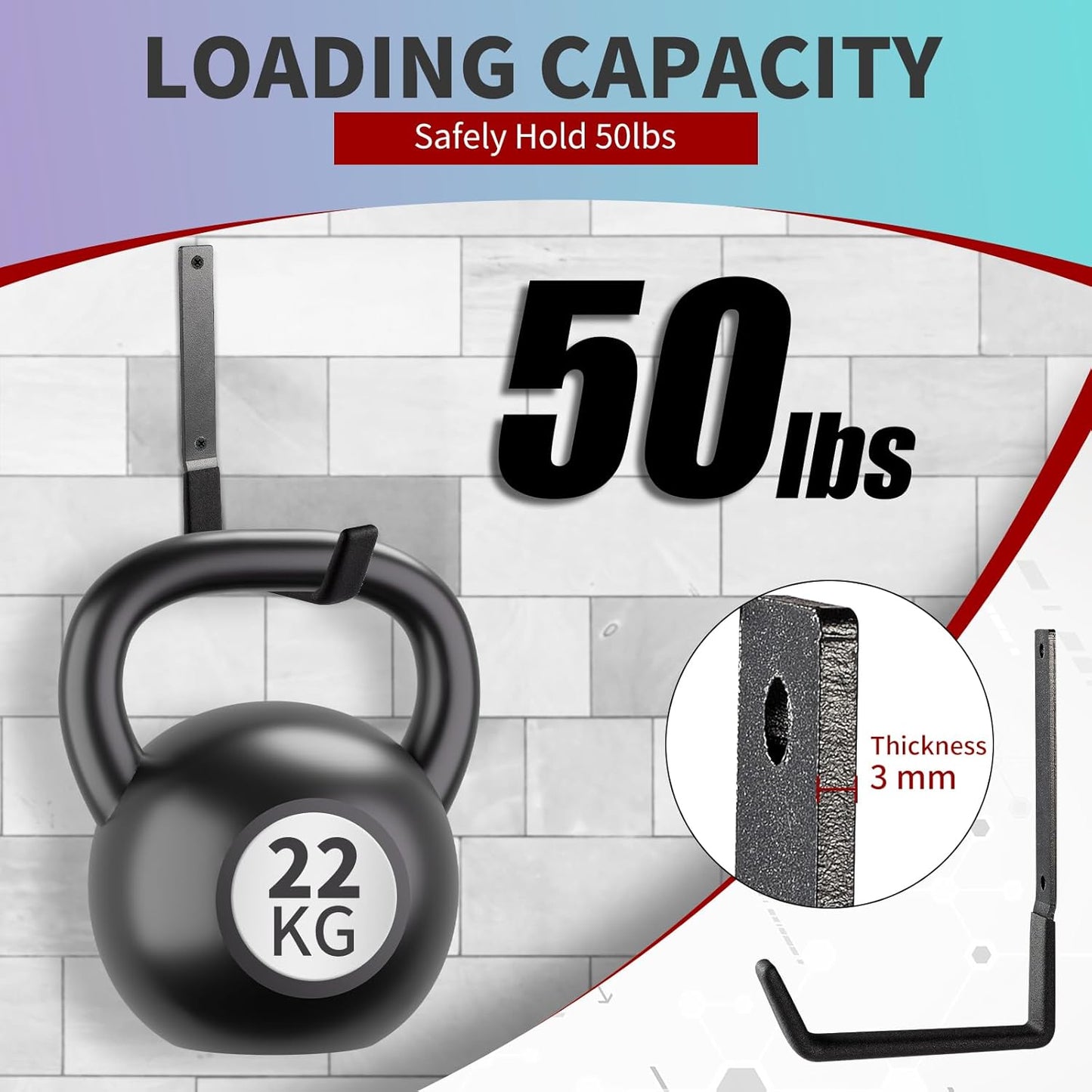 Heavy Duty Wall Hooks, Utility Hooks, Tool Organizer - Large Steel U Hooks for Garage & Garden, Hose Hanger (2 Pack)