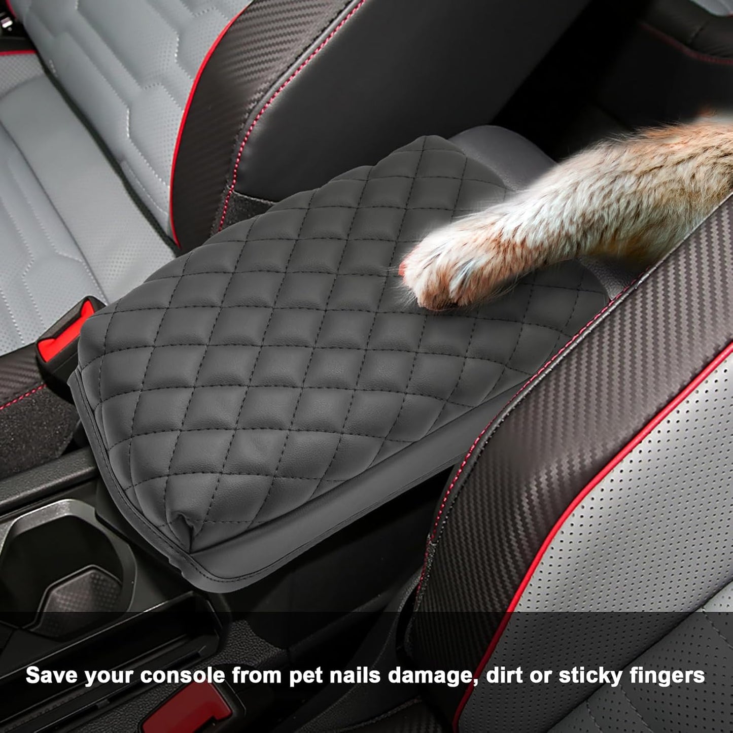 SXCY for 2024 VW Tiguan Armrest Cover Pad for Volkswagen Tiguan 2024 Accessories 2018-2022 2023 2024 Tiguan Center Console Cover 2024 Tiguan/Taos Middle Console Cover (Thicken Pad Checkered Pattern)