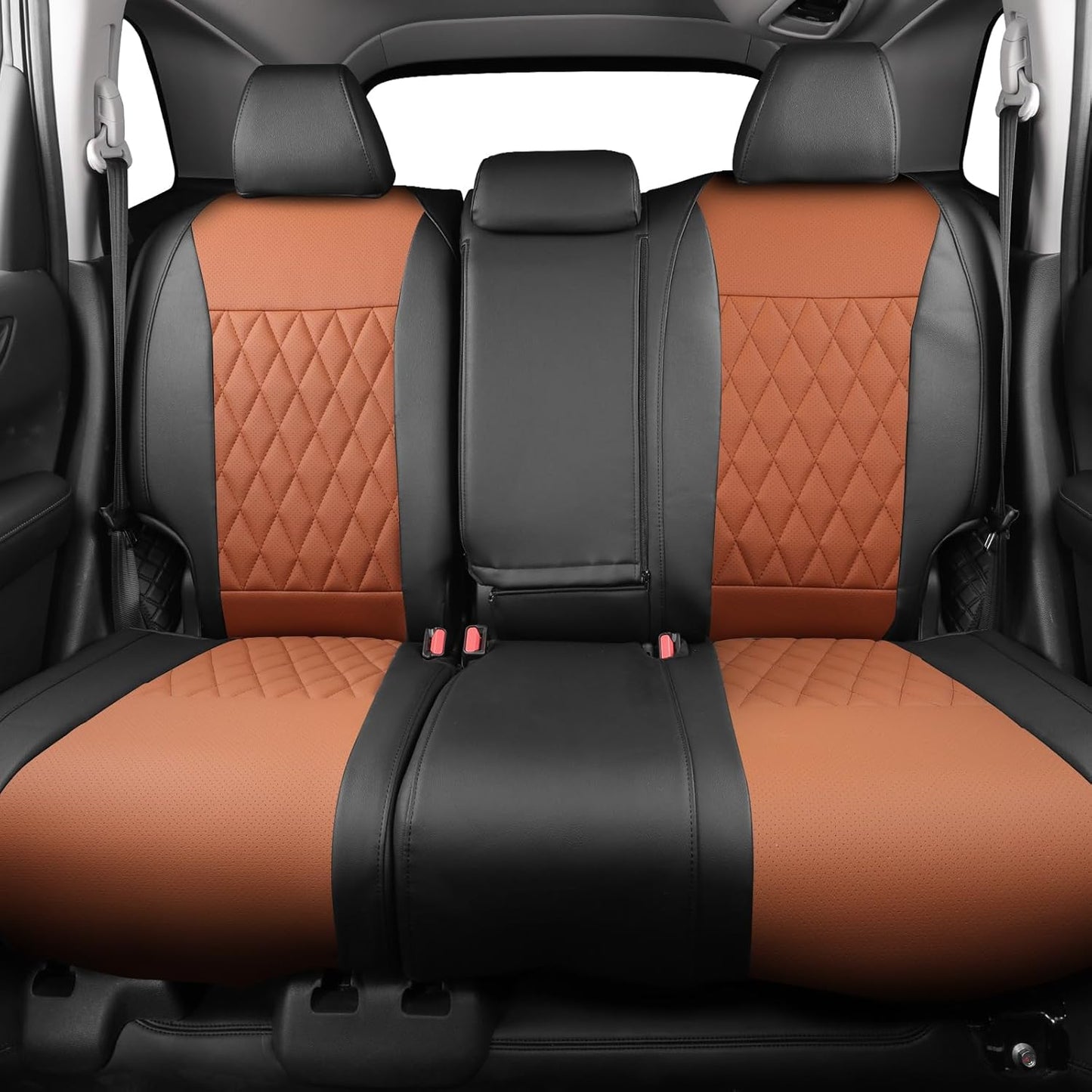 coverdream CRV Leather Seat Covers Custom Fit for 2023-2026 Honda CRV LX,EX,EX-L,Sports Series,Hybrid,Full Coverage,Airbag Compatible,Car Seat Protector(Full Set,Black&Brown)