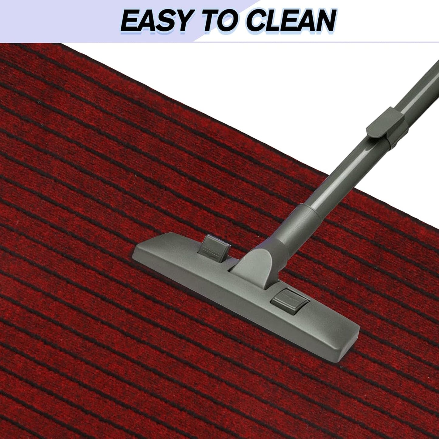 Custom Size Backed Non-Slip Area Rugs Runner, Easy Clean, Waterproof Runner Rugs for Hallway Entryway, Kitchen, Laundry, 4FT x 44FT, Red Stripe