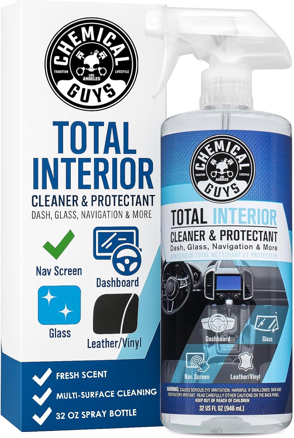 Chemical Guys Total Interior Cleaner and Protectant, Safe for Cars, Trucks, SUVs, Jeeps, Motorcycles, RVs & More, 32 fl oz