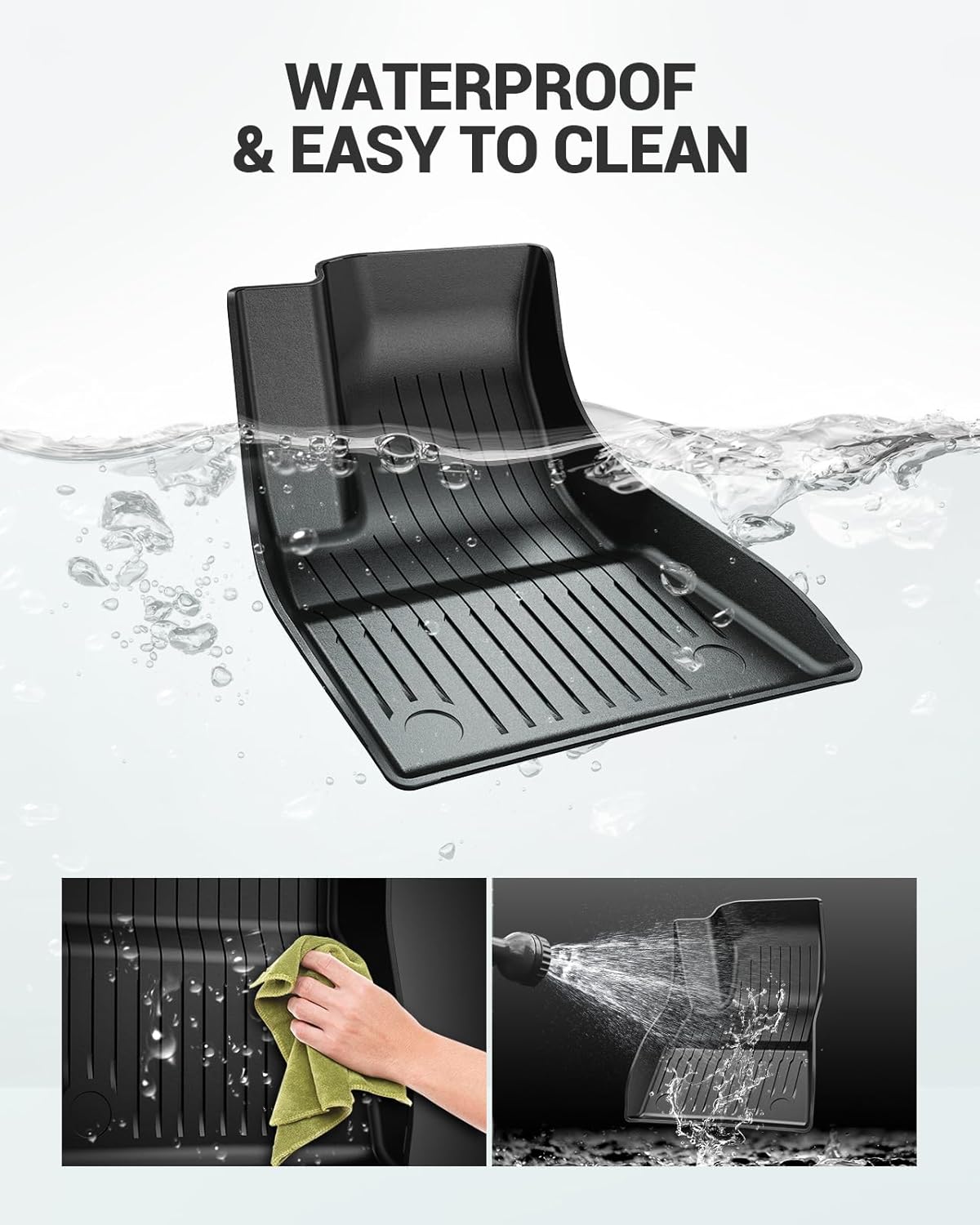 2024 2025 Tesla Model 3 Floor Mats All Weather Full Set Made by SEALIGHT- Custom Fit for Model 3 Highland, Premium TPE Floor Liners, Waterproof, Anti-Slip & Easy to Clean Car Mats