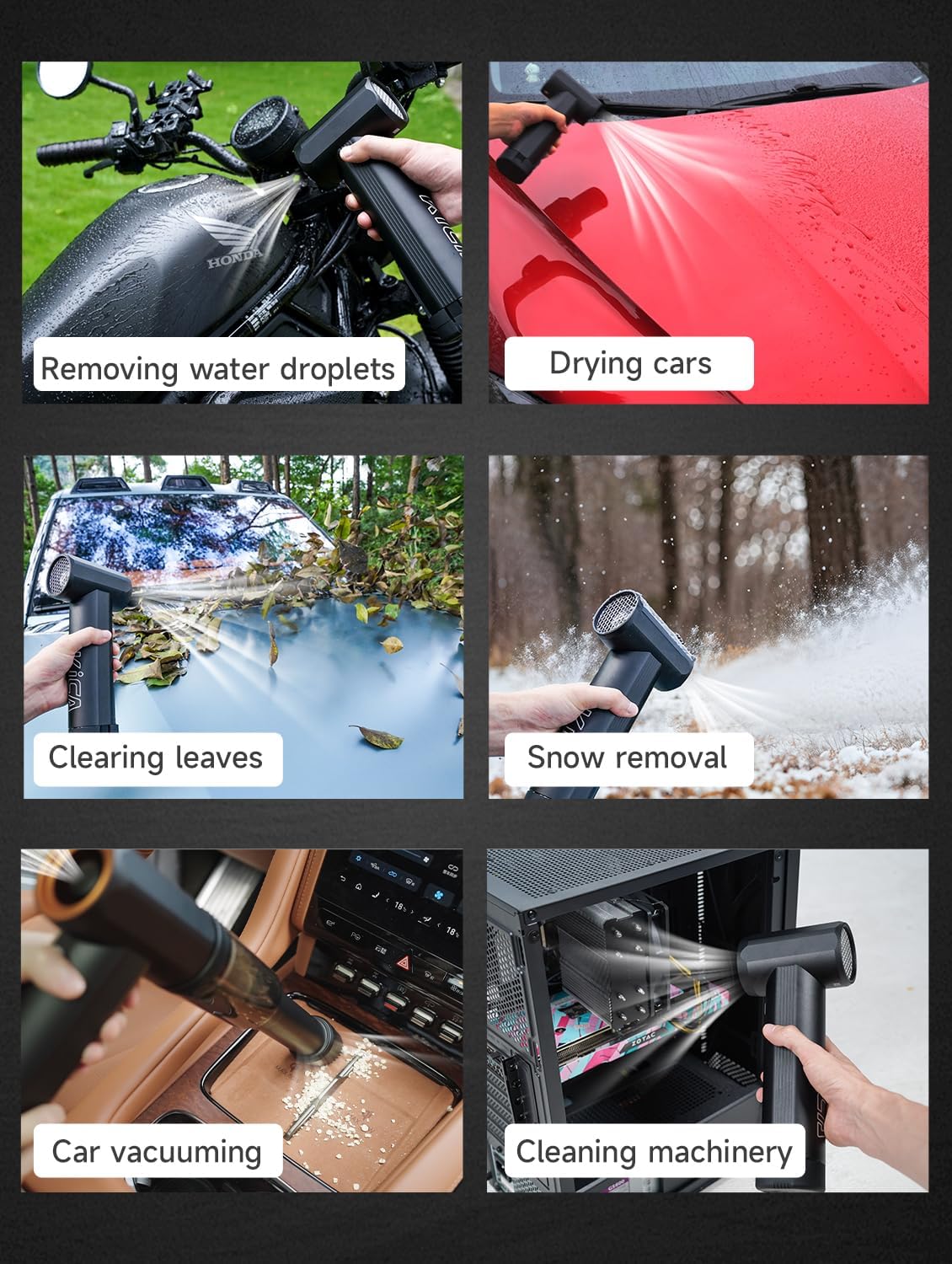 Kica JetFan Max – Turbo Dryer Blower for Car, Cordless Leaf Blower, 205 MPH, 31.75oz Max Thrust, Cordless, Stepless Speed Control for Patio Cleaning, Lawn Care and Car Drying