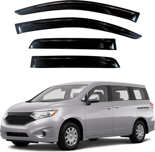 KPY Window Visor Compatible with Nissan Quest 2011-2017, 4PC Rain Guard Side Window Vent Deflectors Tape-On Style, 2011 2012 2013 2014 2015 2016 2017