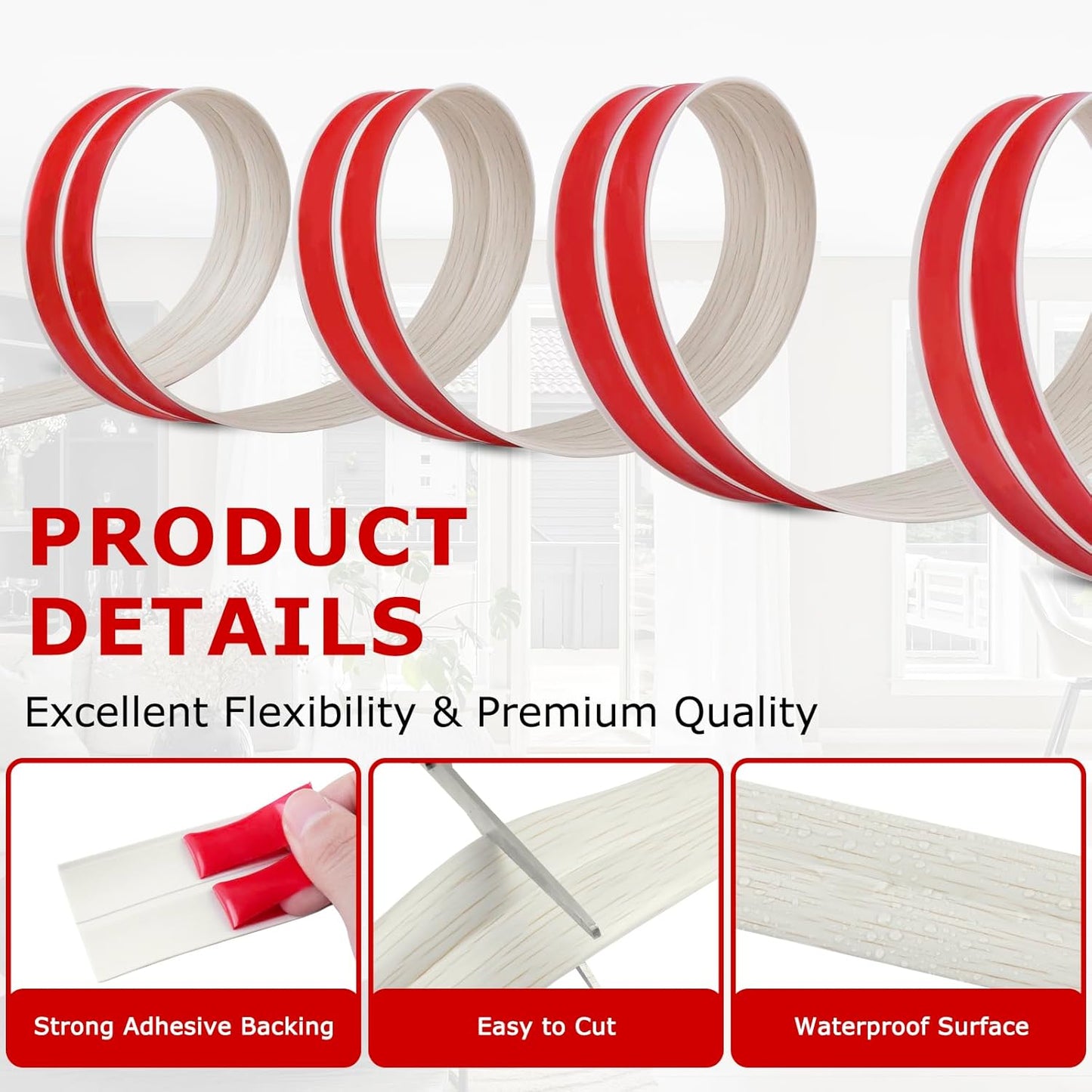 Flexible Wall Corner Protector Moulding Trim Peel and Stick Wall Corner Guards Edge Protector Self Adhesive Molding Trim Strip for Edge Ceiling (Beige Wood Grain, 0.8 in x 20 Ft)