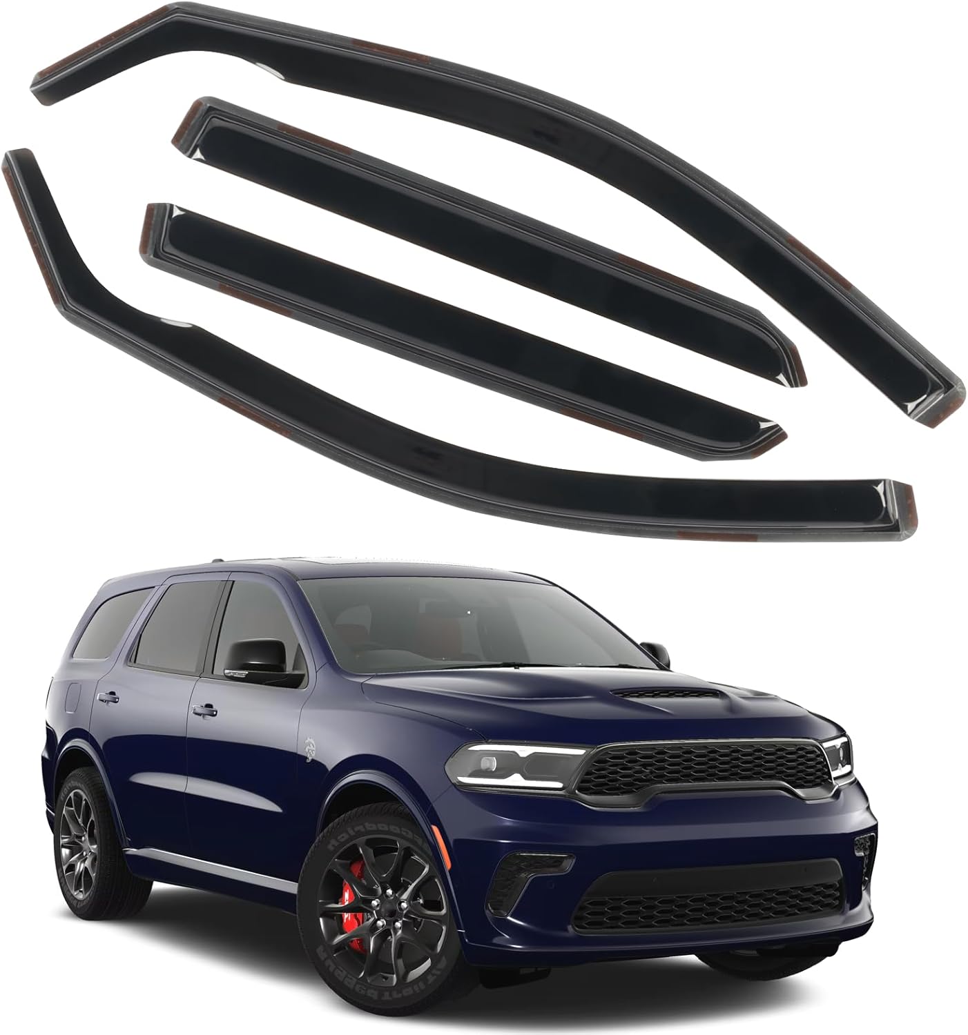 4pcs in Channel Window Visor Fit for 2011-2024 Dodge Durango, Smoke Tinted Side Window Deflectors, Durable Rain Guards, Vent Shades Visors Shield