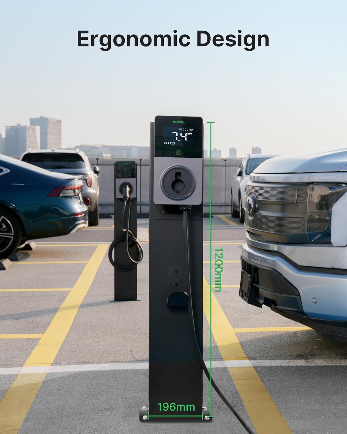 Autel Ev Charger Connector Pedestal, Freestanding Electric Car Charging Stations Stand Accessory, Corrosion Resistance, 430 Stainless Steel, Fits for All Level 2 Chargers(40A,50A,80A)