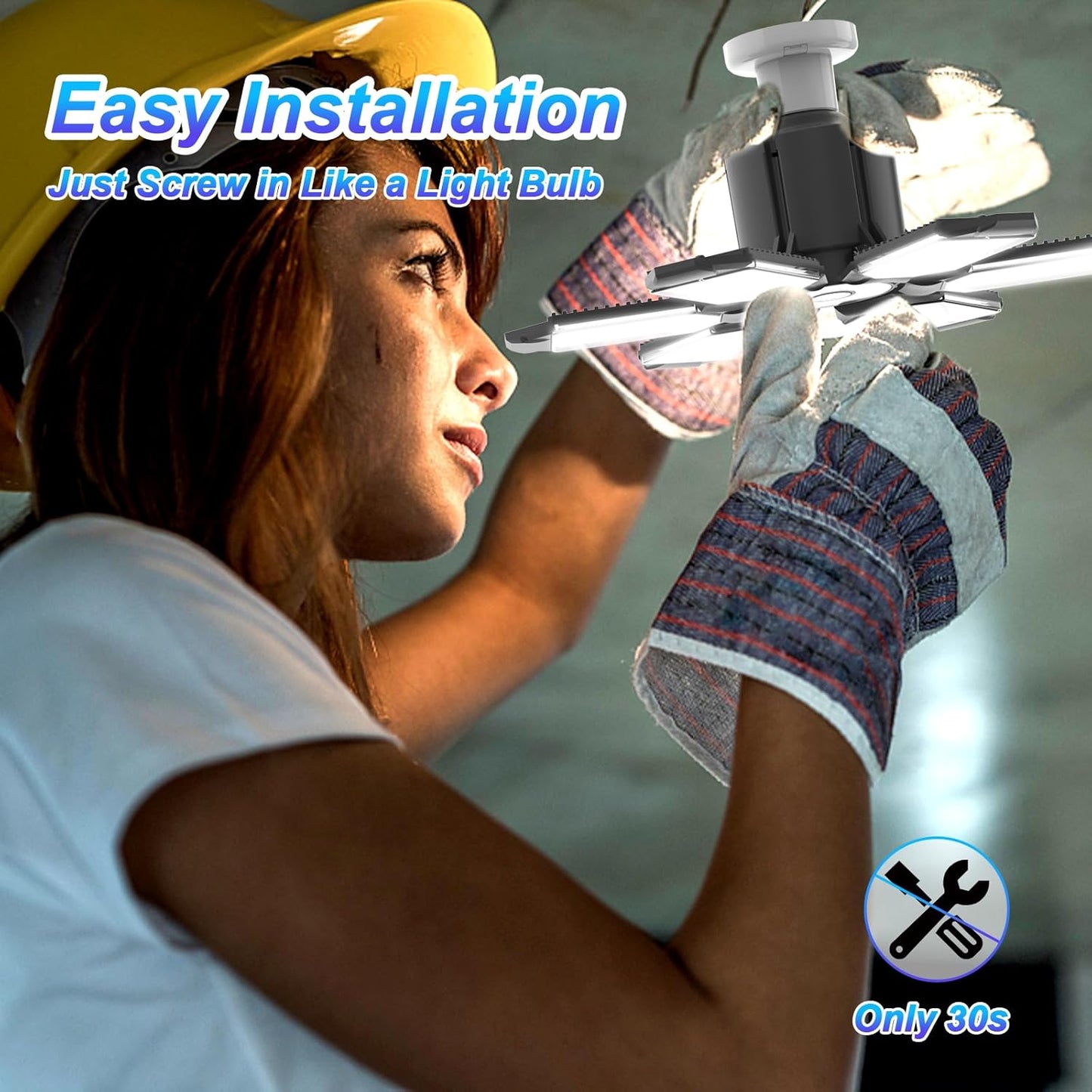 8 Pack 220W Garage Light Ceiling Led Deformable LED Shop Lights for Workshop E26 E27 Screw in Garage