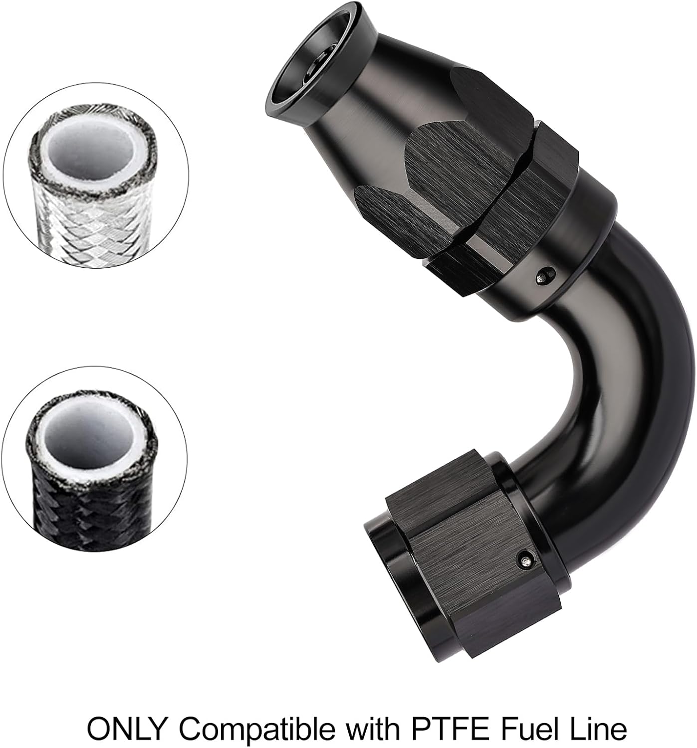 EVIL ENERGY 4AN 120 Degree PTFE One Piece Full Flow End Hose Fitting Aluminum Black