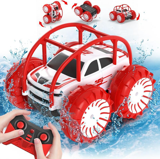 MaxTronic Amphibious Remote Control Car,Rechargeable RC Cars Toy 360° Flips Rotation Stunt Crawler 15KM/H 4WD All Terrain Outdoor Indoor Toy for Kids Boys Girls 3-12