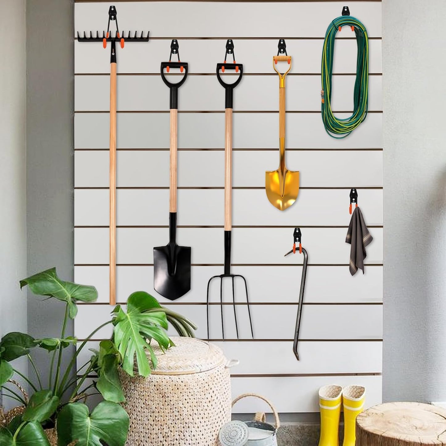 Garage Hooks Ladder Hooks for Hanging Heavy Duty Garage Organizer Wall Mount Metal Garage Storage Organization Tool Hanger Utility Rack for Garage Wall, Shed, Garden, Workshop
