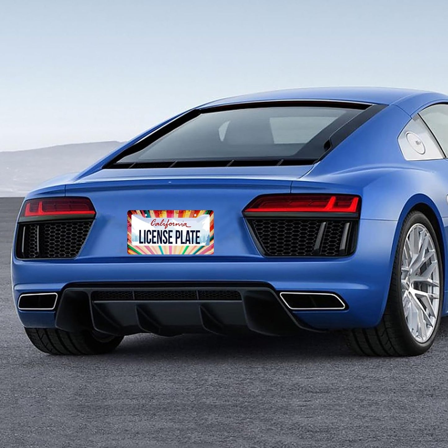 Retro Rainbow License Plate Frame Hippie Rainbow Stripes License Plate Stainless Steel Funny License Plate Holder Colorful Car Accessories Decoration With Screws Fits Standard Vehicles Size 12.3"x6.3"