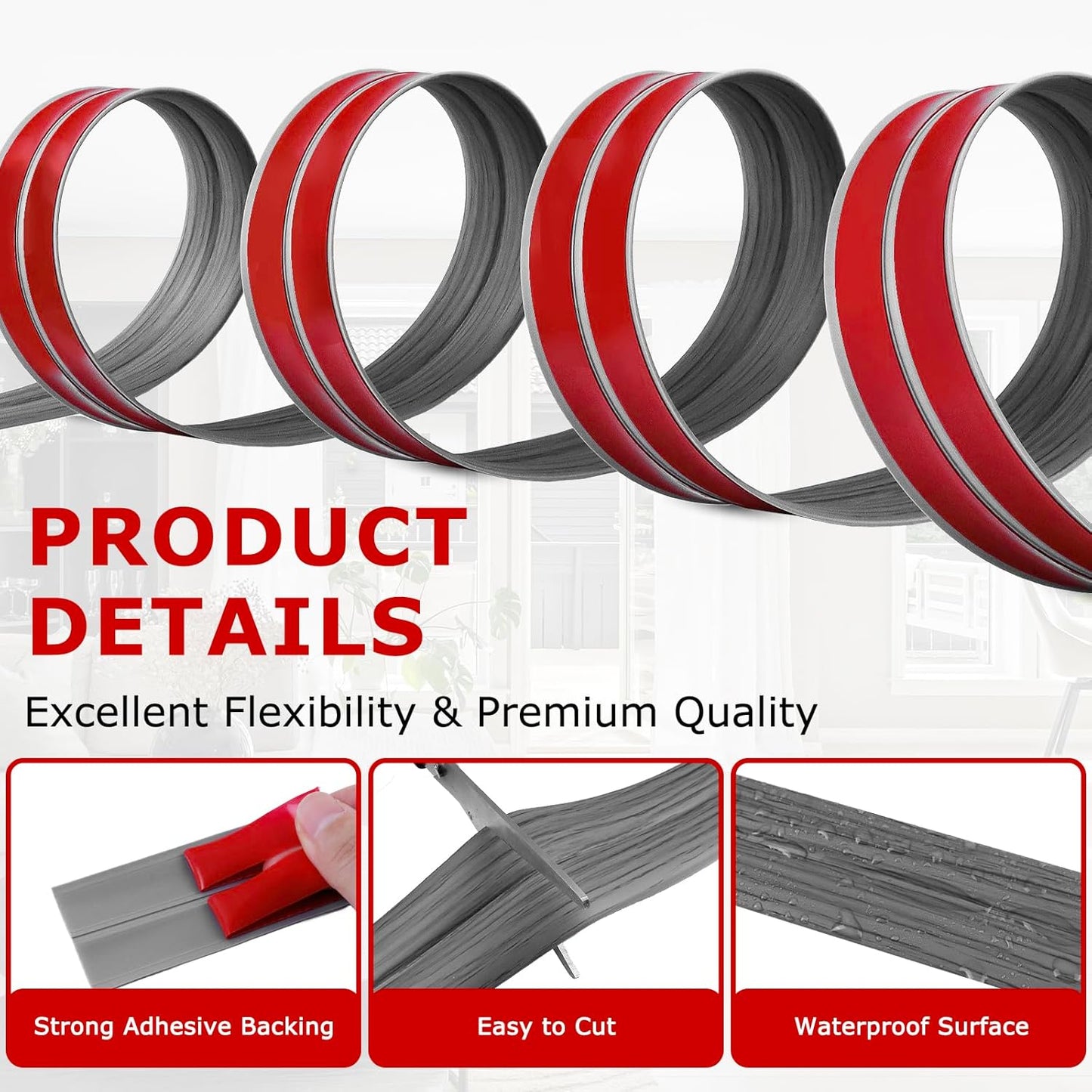 Flexible Wall Corner Protector Moulding Trim Peel and Stick Wall Corner Guards Edge Protector Self Adhesive Molding Trim Strip for Edge Ceiling (Deep Gray Wood Grain, 2.4 in x 20 Ft)