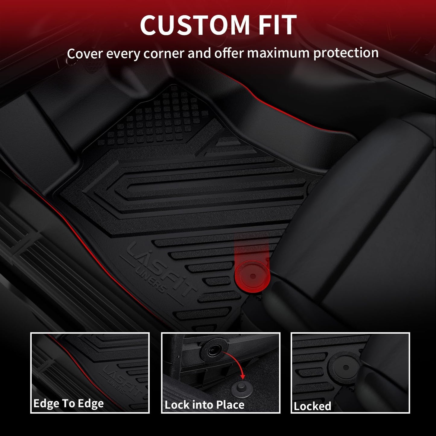 LASFIT Floor Mats & Cargo Mats for Volkswagen Taos 2022-2025(Only Fit FWD), All Weather TPE Custom Fit Floor Liners for VW Taos Accessories 1st & 2nd Row Car Mats & Trunk Mats, Easy to Clean, Black
