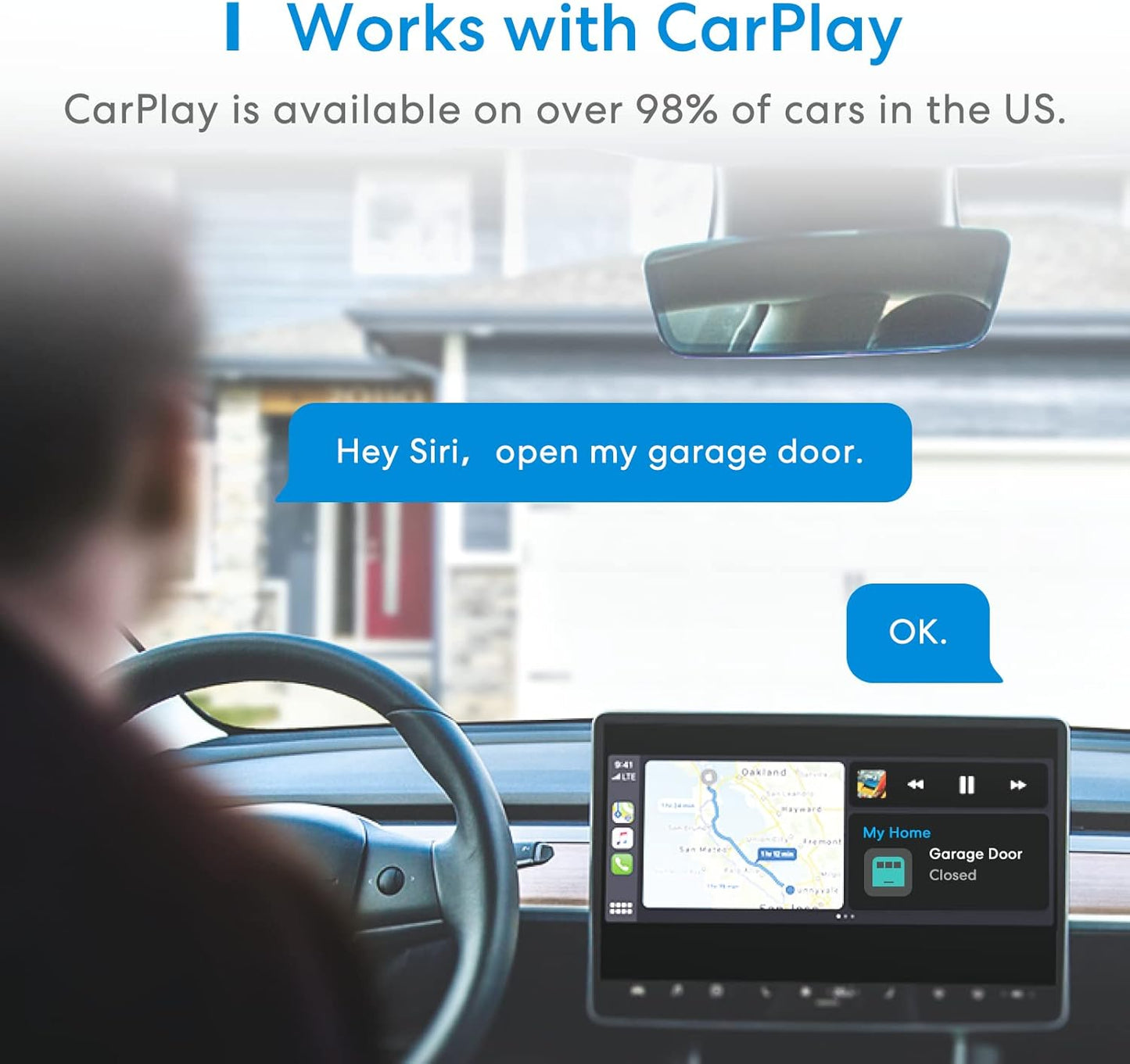 Smart Garage Door Opener Remote, Compatible with Apple HomeKit, Amazon Alexa, Google Assistant, SmartThings, Multiple Notification Modes, No Hub Needed
