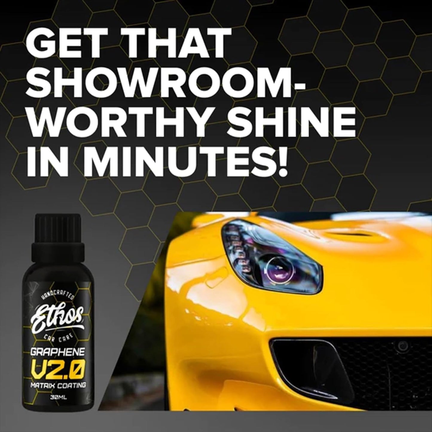 Ethos Handcrafted Car Care Graphene Matrix Coating with Applicator - Graphene Ceramic Coating | 5+ Years of Protection | Incredible Hydrophobic - Revolutionary Graphene Nanotechnology