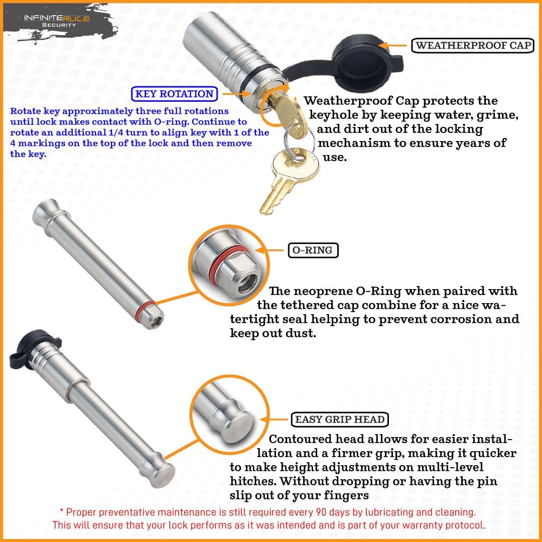 61573 | 2 Pack, Keyed Alike, Receiver Locks for 3" Receiver