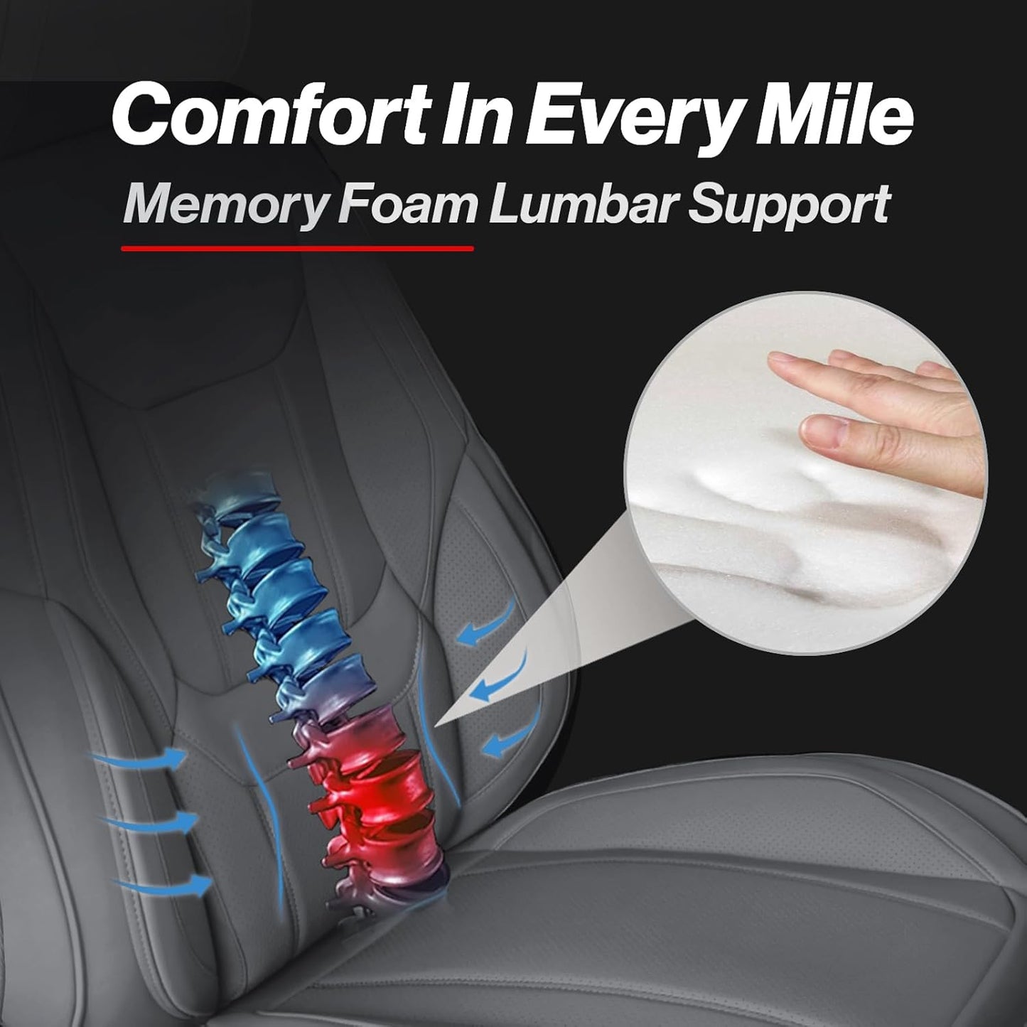 Coverland Custom Car Seat Covers Compatible with 2007-2013 Tundra Double Cab - Premium Leather Non-Slip Memory Foam Waterproof Cover Interior Protector Front Seat-Dark Gray [See Size Chart-Size A34]