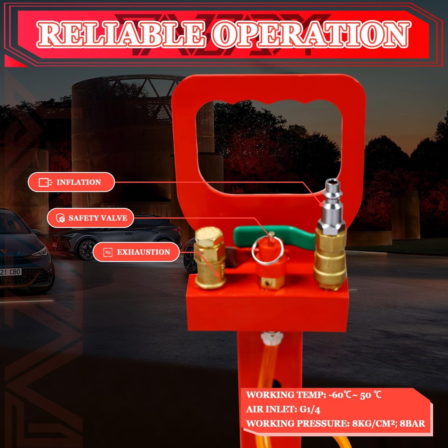 5T Triple Bag Air Jack 11000lbs Pneumatic Jack 3s Fast Lift Up 16in Airbag Jack with Adjustable Long Handle Heavy Duty Triple Air Bag Jack Lift for Cars Garage (Red)