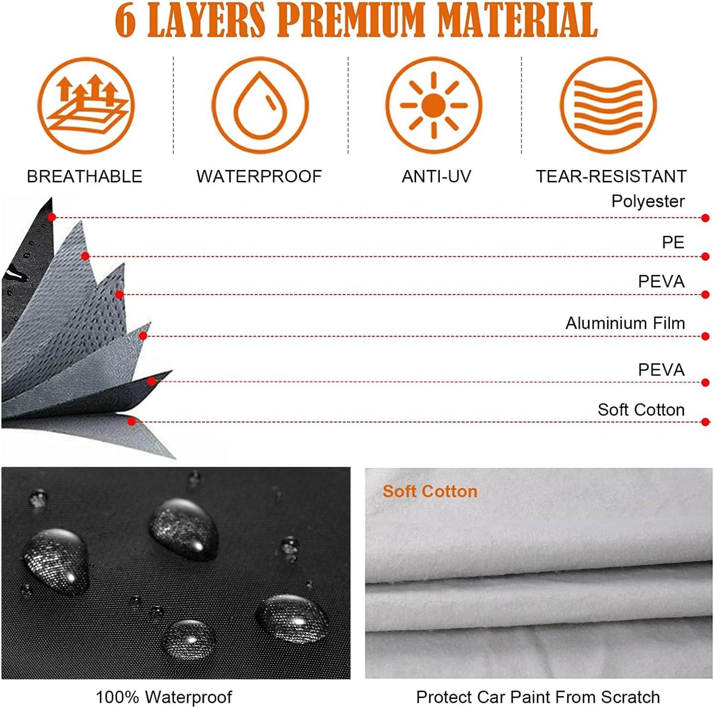 Waterproof Car Cover Compatible with Chevrolet Malibu SS/LS/LT 2008-2025, Polyester with Inner Cotton Liner All Weather Car Covers with Zipper Door for Snow Rain Dust Hail Protection